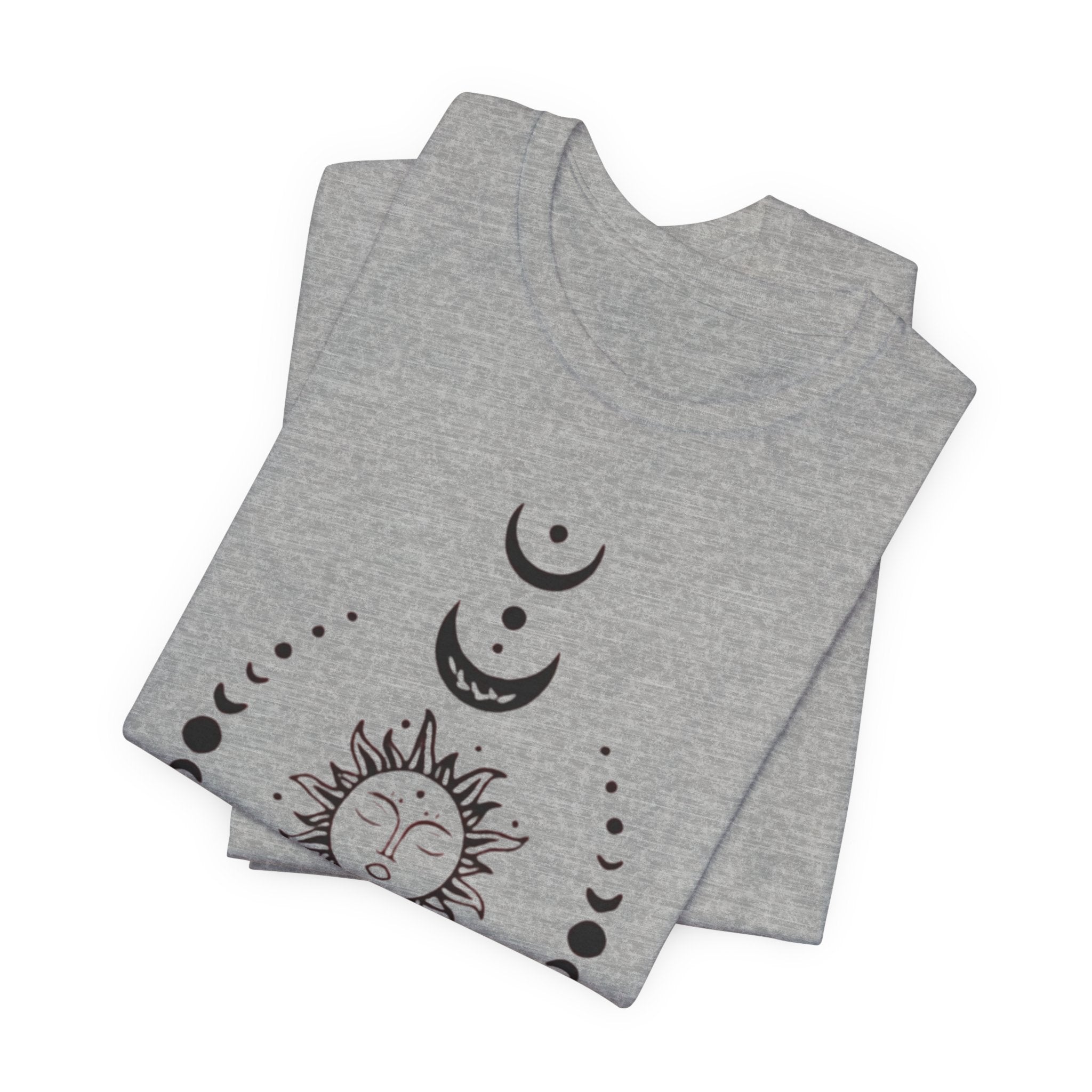 Celestial Phase Unisex Tee | Sun and Moon Graphic Tee, Astrology Shirt, Boho Style, Gift for Sky Lovers, Casual Everyday Wear
