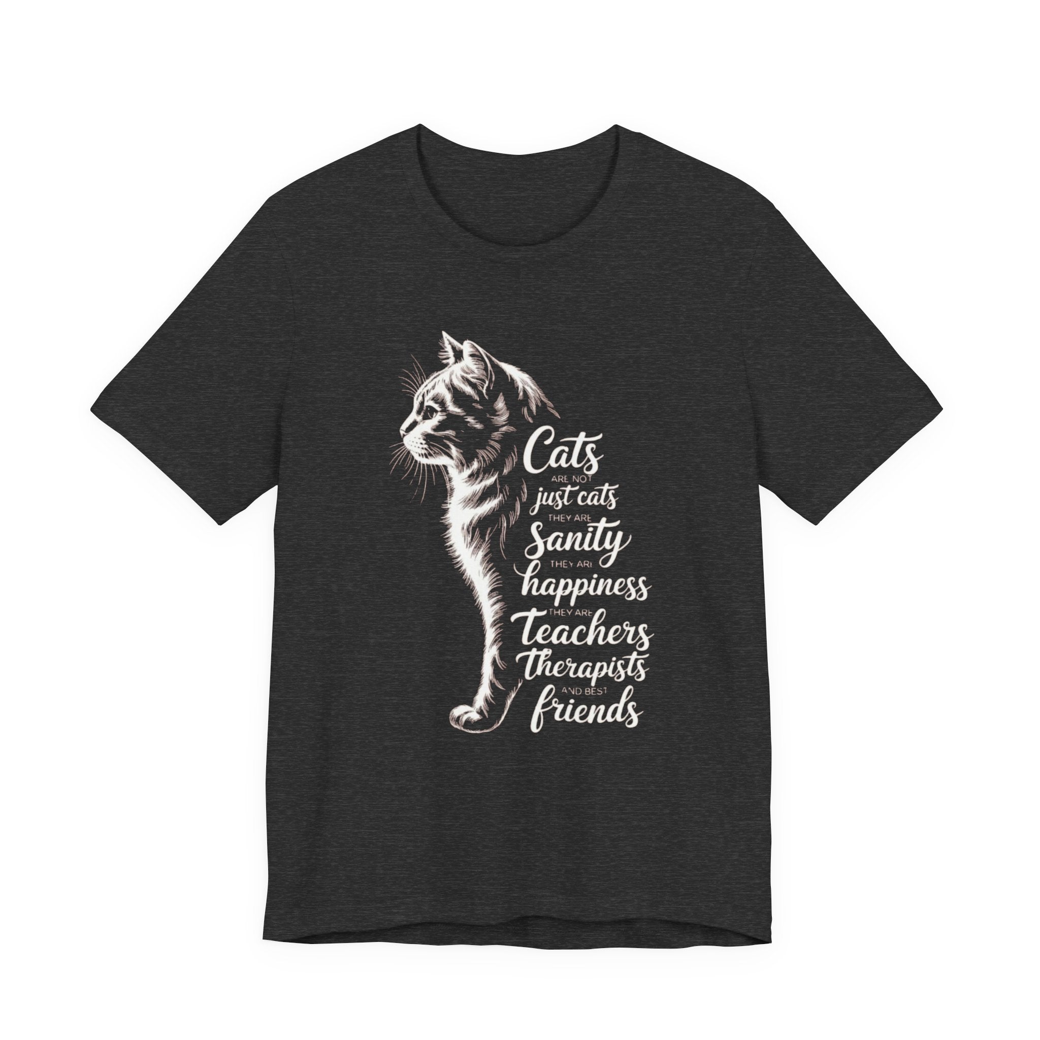 Cat Illustration Unisex Tee, Positive Vibes Motivational Tshirt, Cat Lover Shirt, Graphic Tee Gift, Inspirational Animal Tee