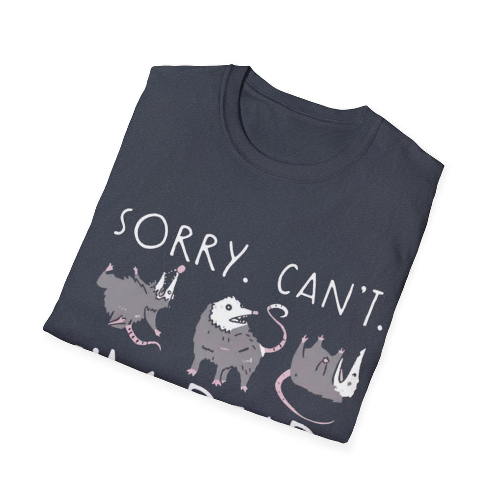Sorry Can't I'm Dead Opossum T-Shirt | Goth Cat Illustration, Humorous Halloween Tee
