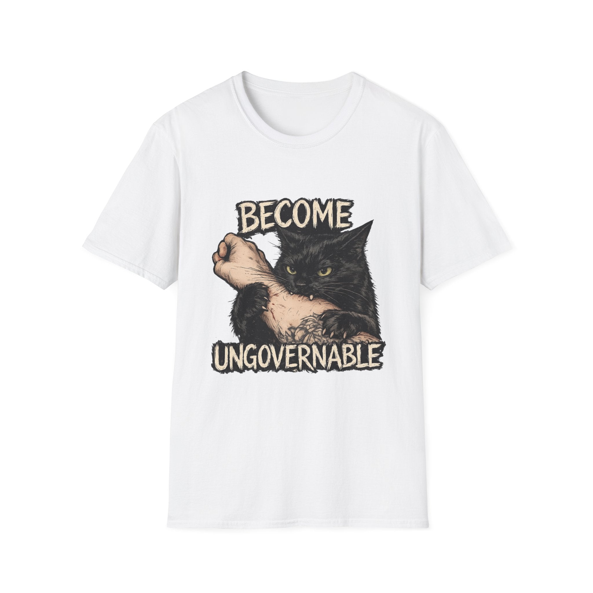 Become Ungovernable Cat T-Shirt — Rebellious Vintage Black Cat Graphic Tee