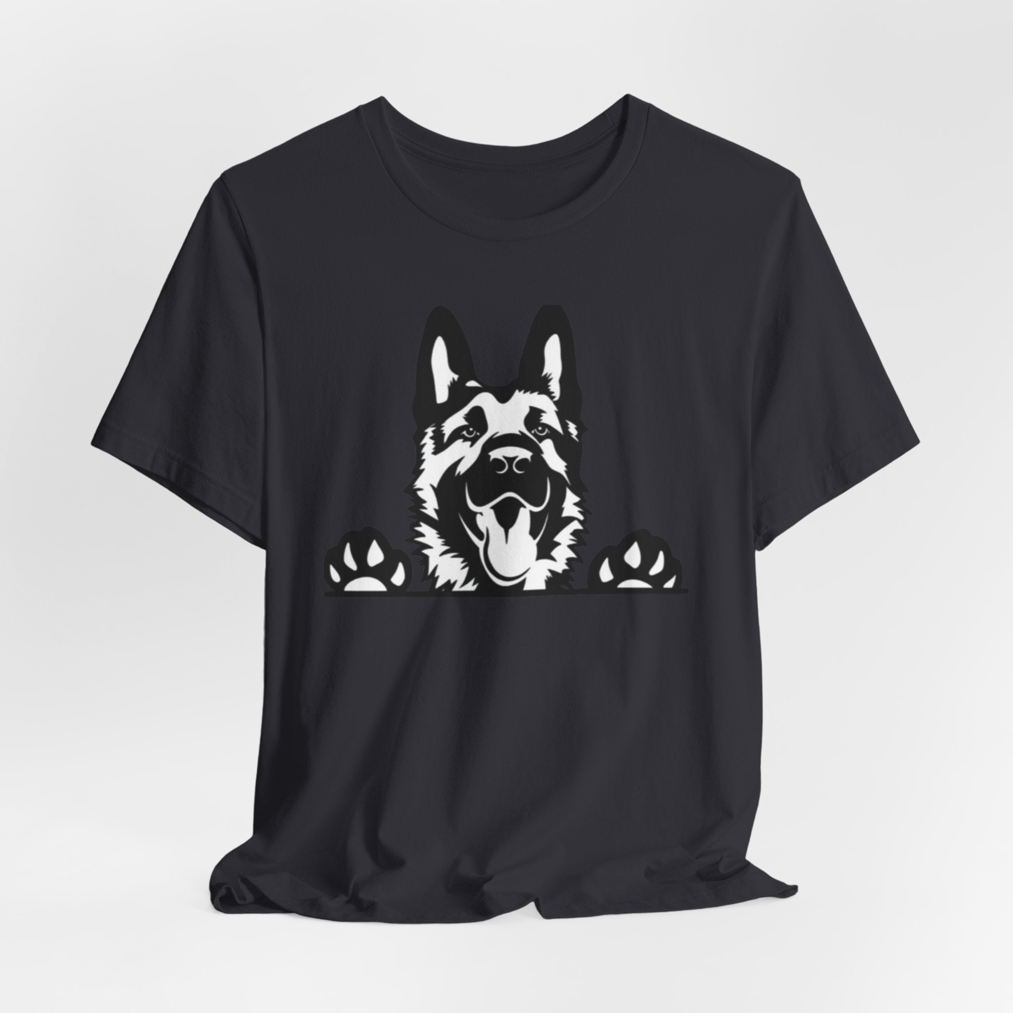 German Shepherd Peeking T-Shirt — Dog Lover Paw Print Tee