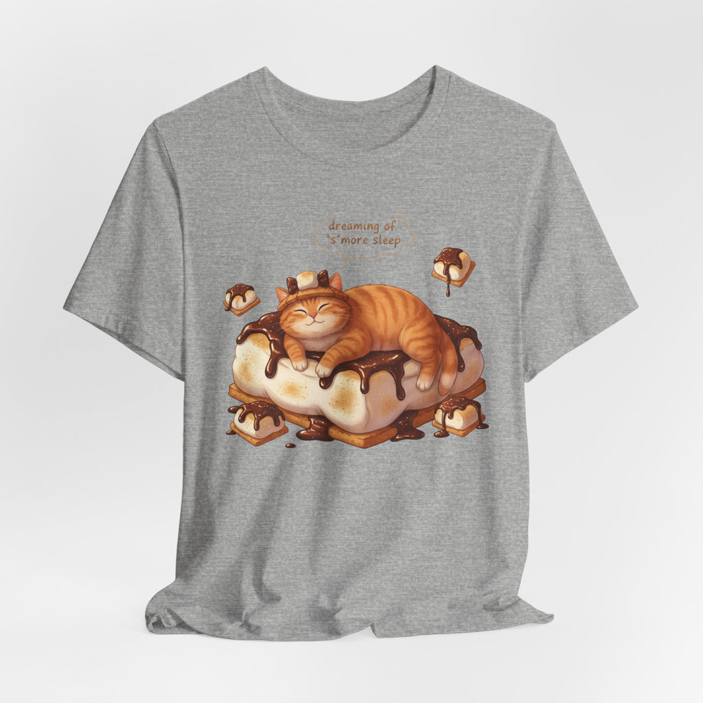 Sleeping Tabby on S'mores Tee | Cat Dessert Illustration T-Shirt