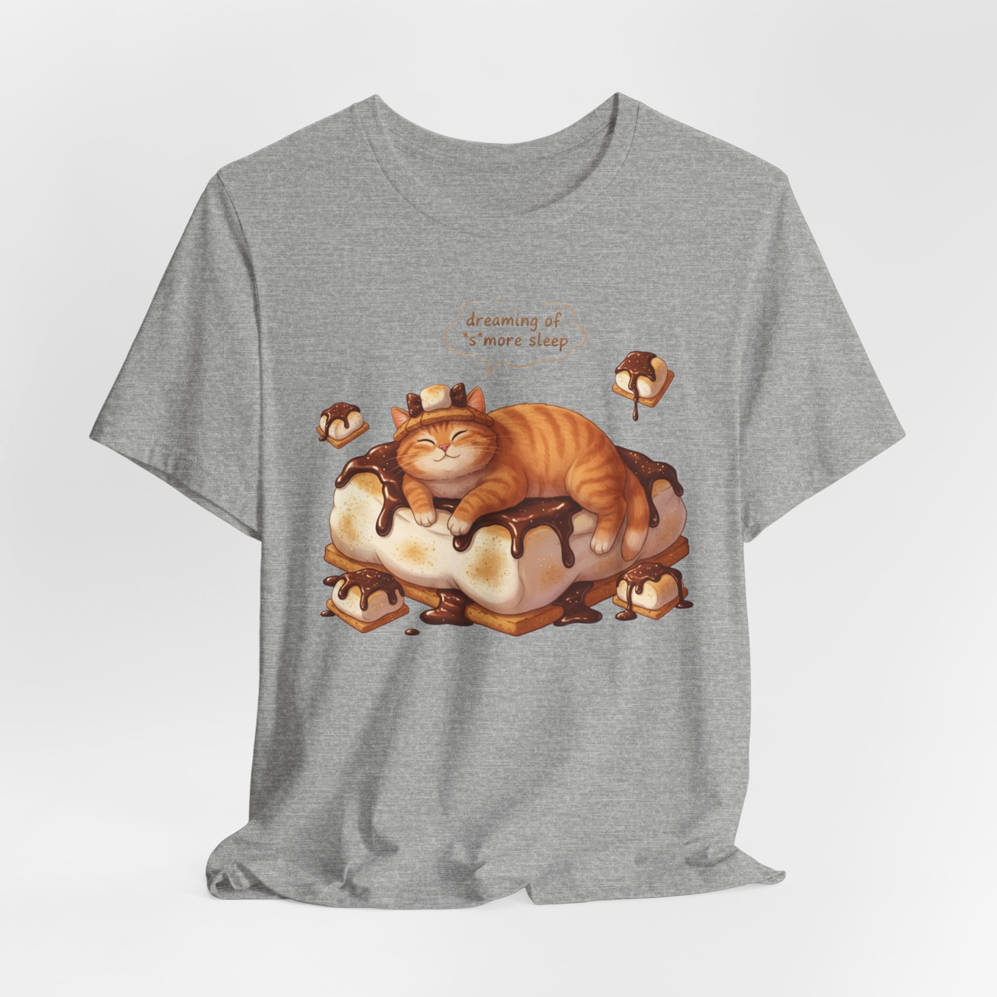 Sleeping Tabby on S'mores Tee | Cat Dessert Illustration T-Shirt