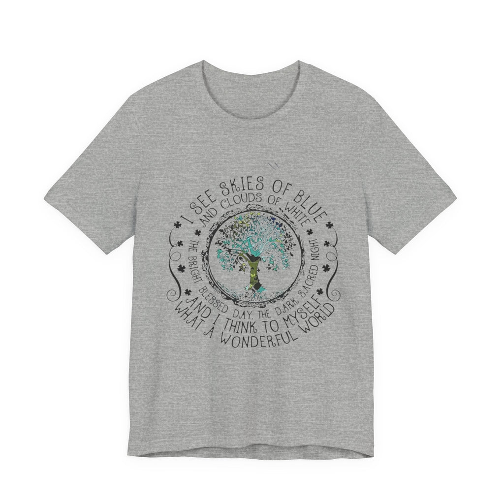 Vintage Inspirational Tee, Unisex Jersey T-Shirt, Nature Lover Gift, Skies of Blue Design, Positive Quote Shirt, Eco-Friendly Apparel