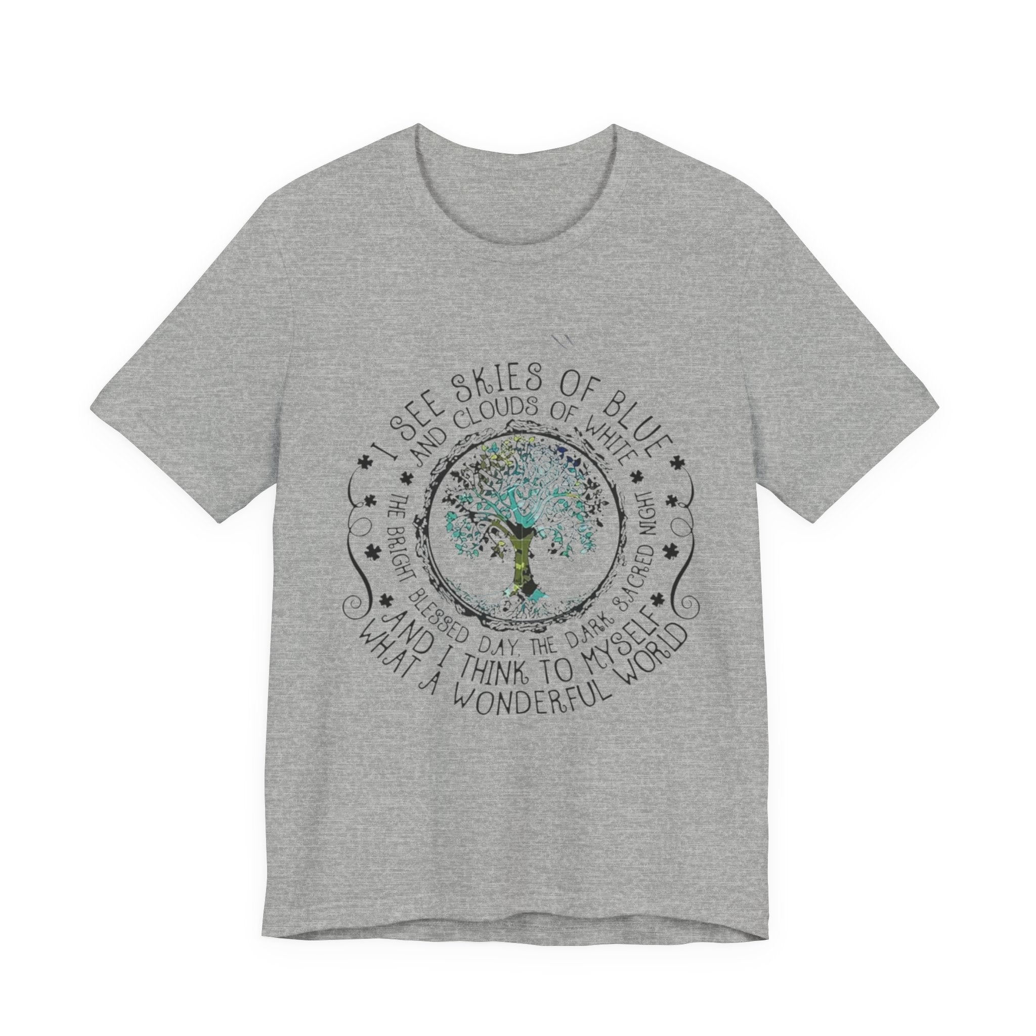 Vintage Inspirational Tee, Unisex Jersey T-Shirt, Nature Lover Gift, Skies of Blue Design, Positive Quote Shirt, Eco-Friendly Apparel