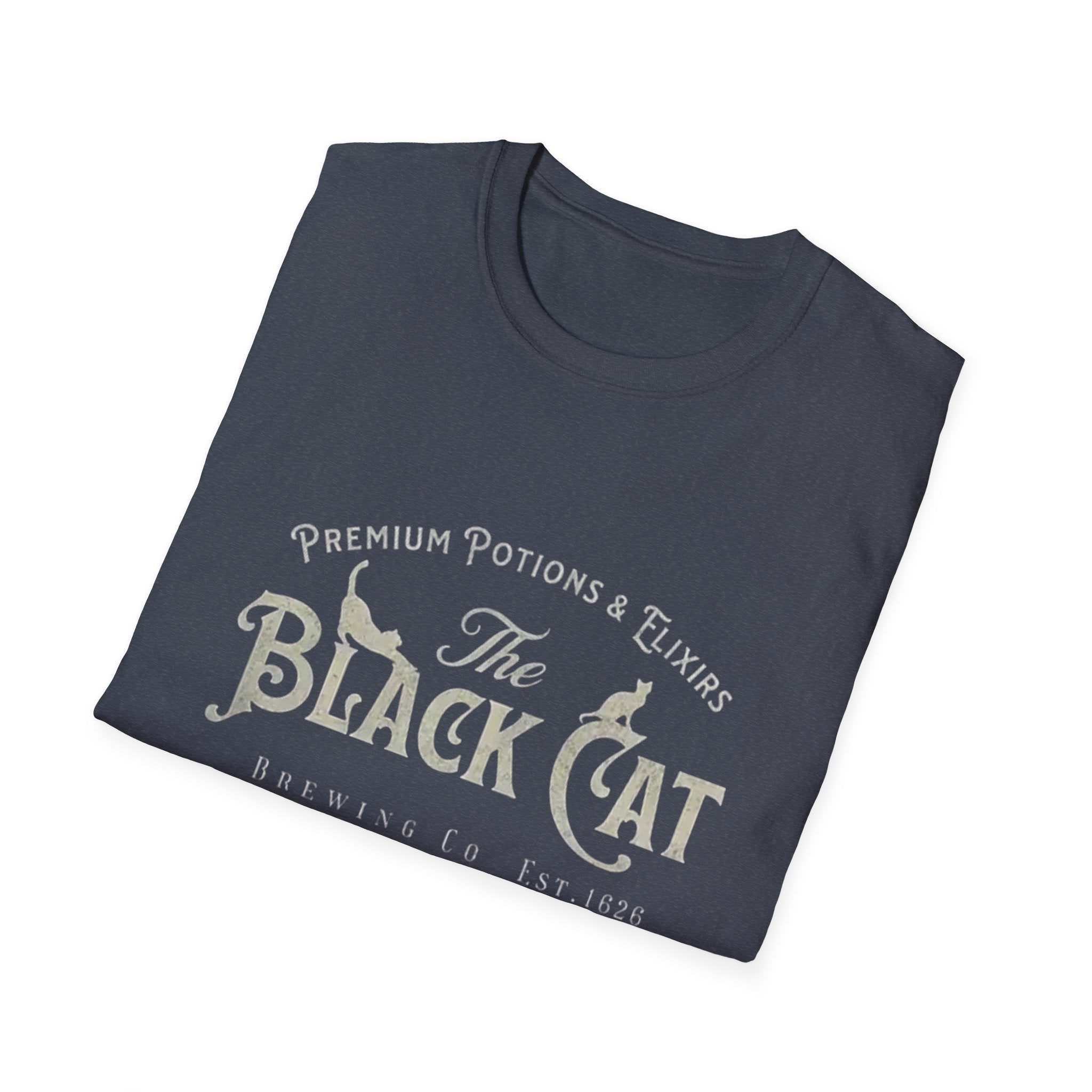 Vintage Black Cat Graphic T-Shirt, Witchy Shirt, Halloween Apparel, Softstyle Tee, Gift for Cat Lovers, Salem MA Merch