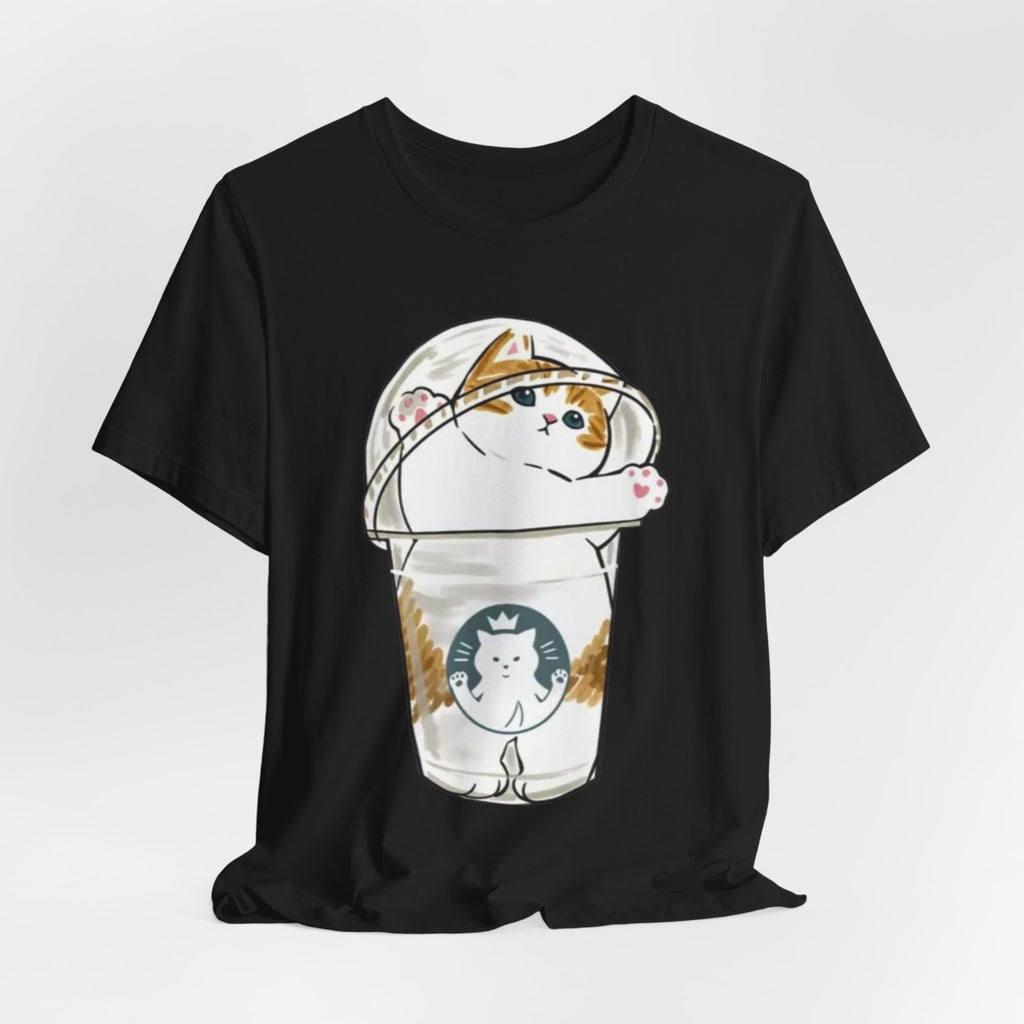 Cat in Bubble Tea Cup Tee | Kawaii Cat Boba Shirt, Cat in Coffee Cup tee, Cute Cat Illustration