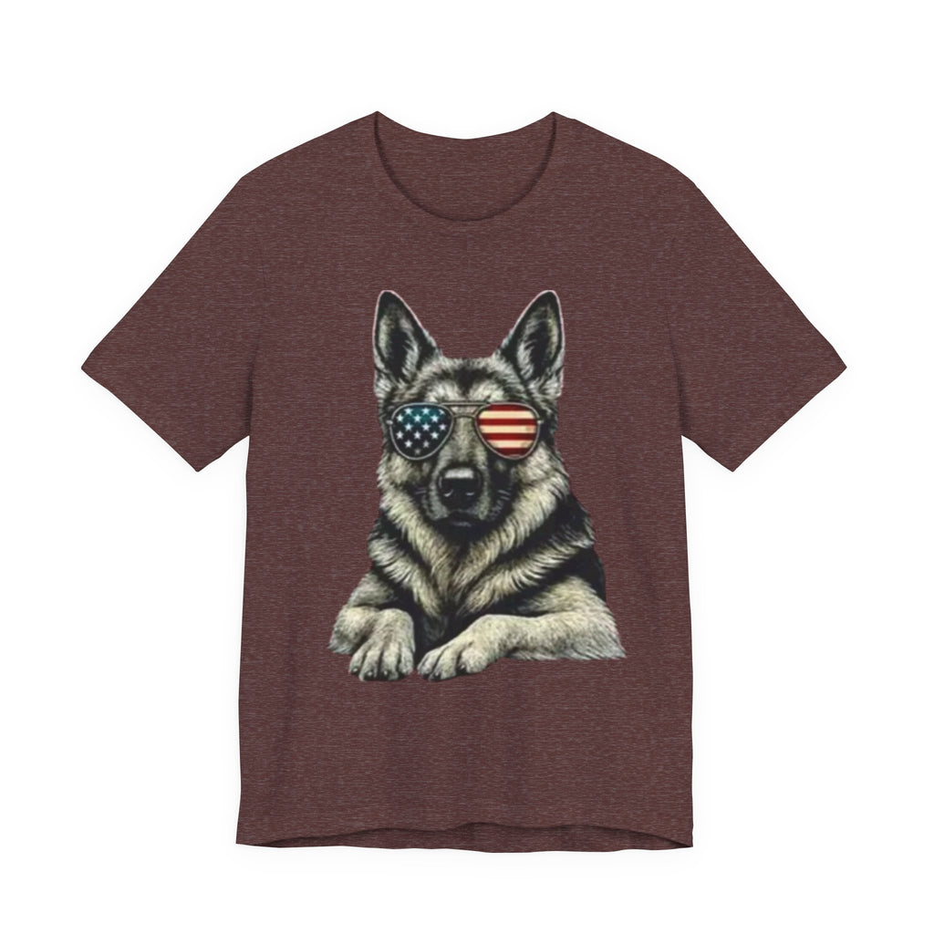 German Shepherd, American Flag Sunglasses German Shepherd T-Shirt