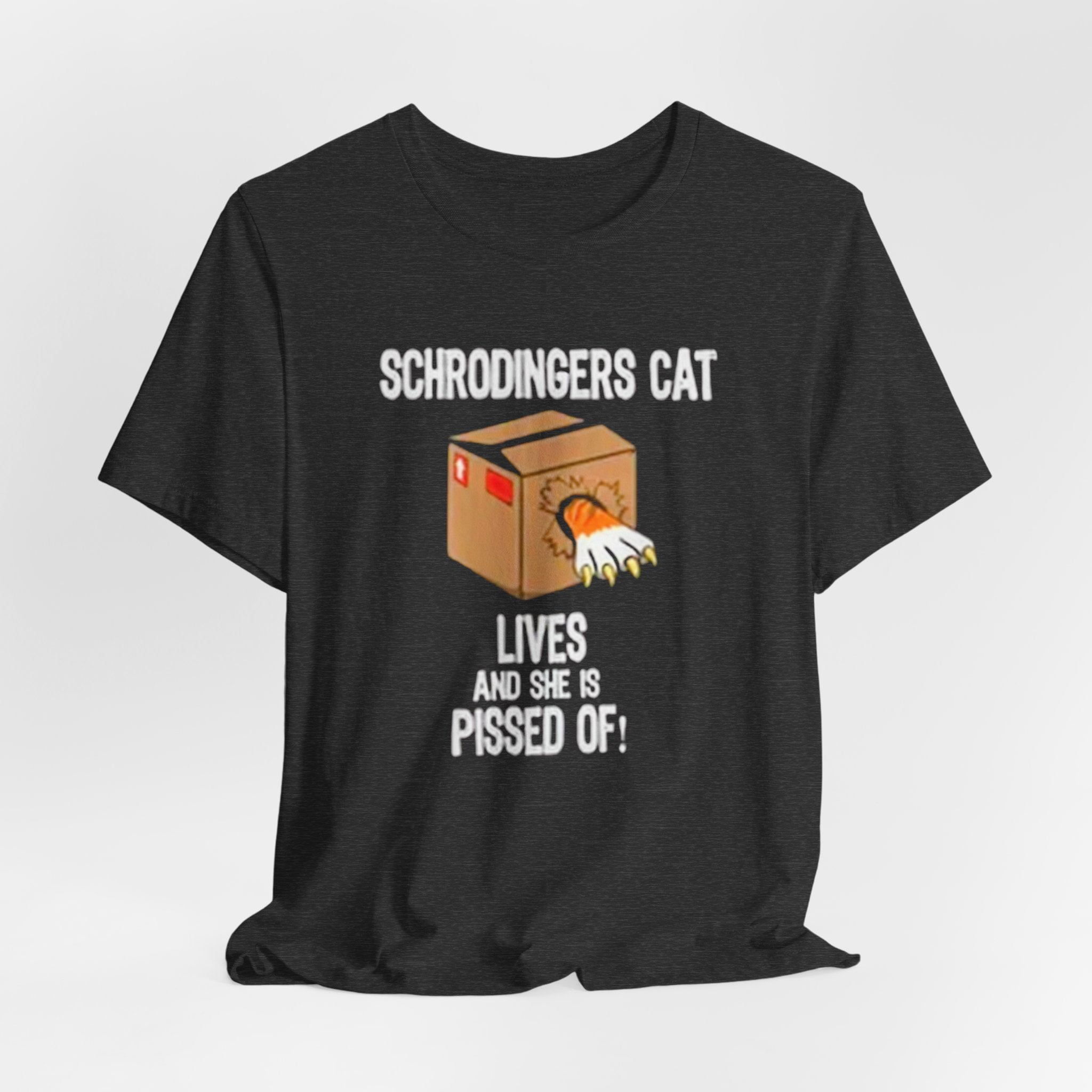 Schrodingers Cat Angry Cat Box T-Shirt | Science Humor Tee