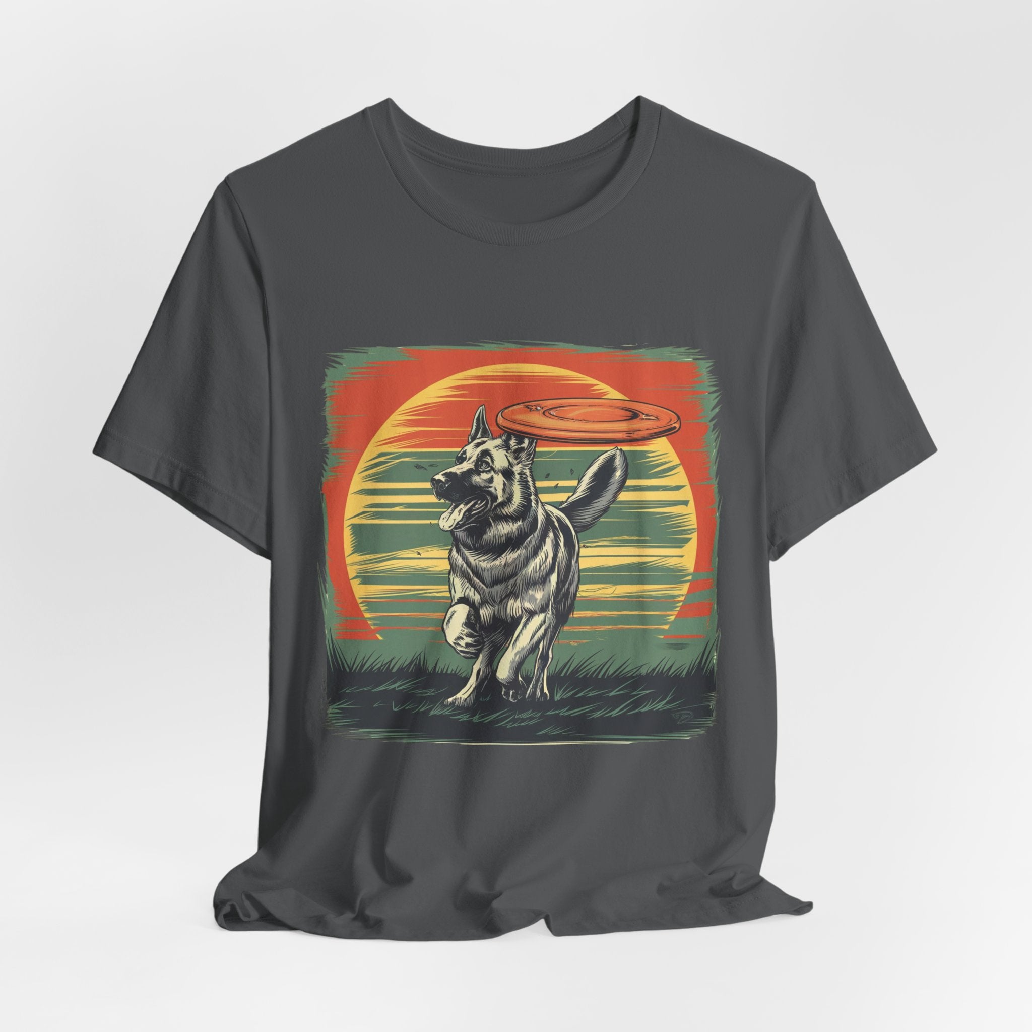 German Shepherd Dog Sunset T-Shirt, Dog Lover Tee, Animal Graphic Shirt, Outdoor Nature Top, Gift for Pet Owners