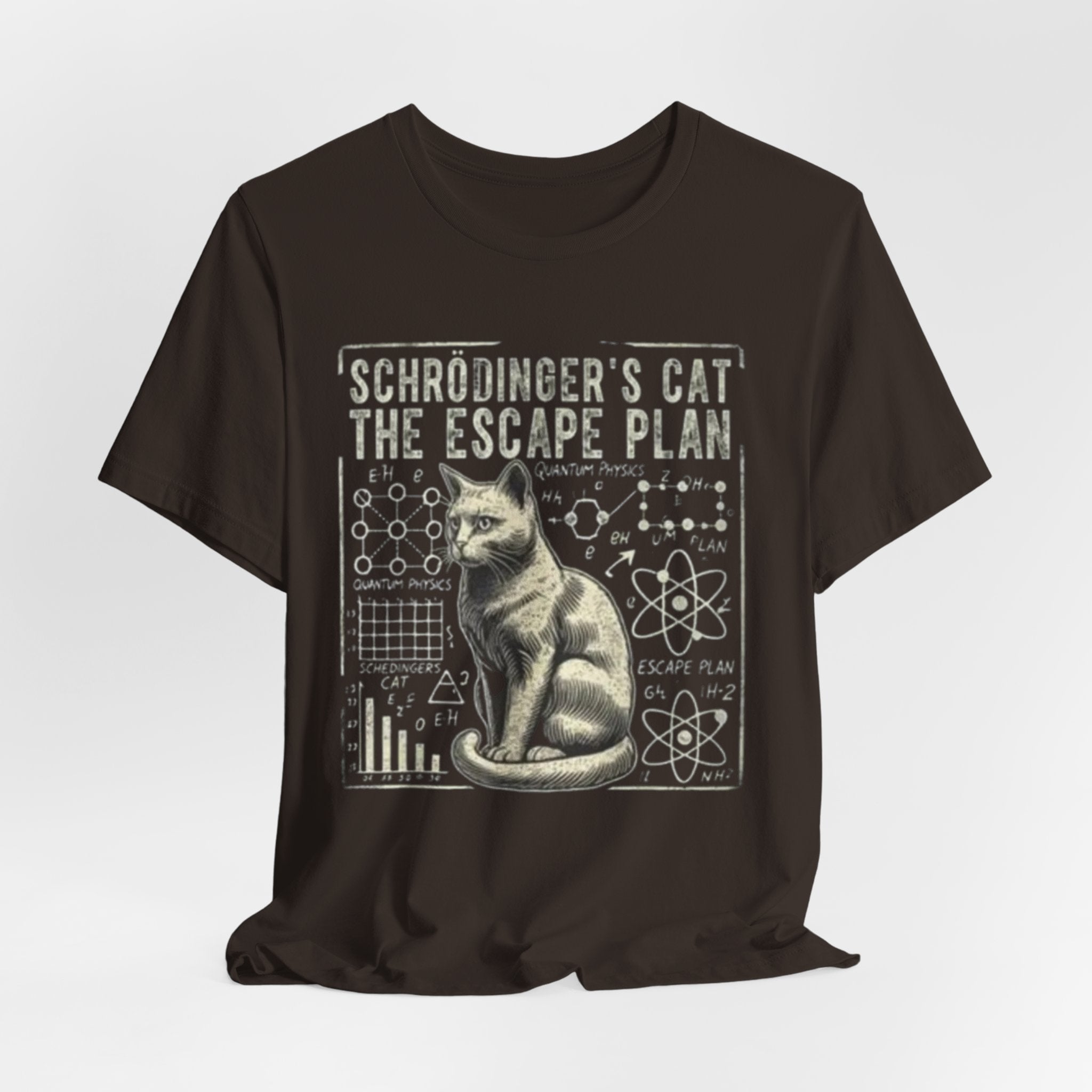 Schrödinger's Cat Escape Plan Tee | Physics Cat Diagram Shirt