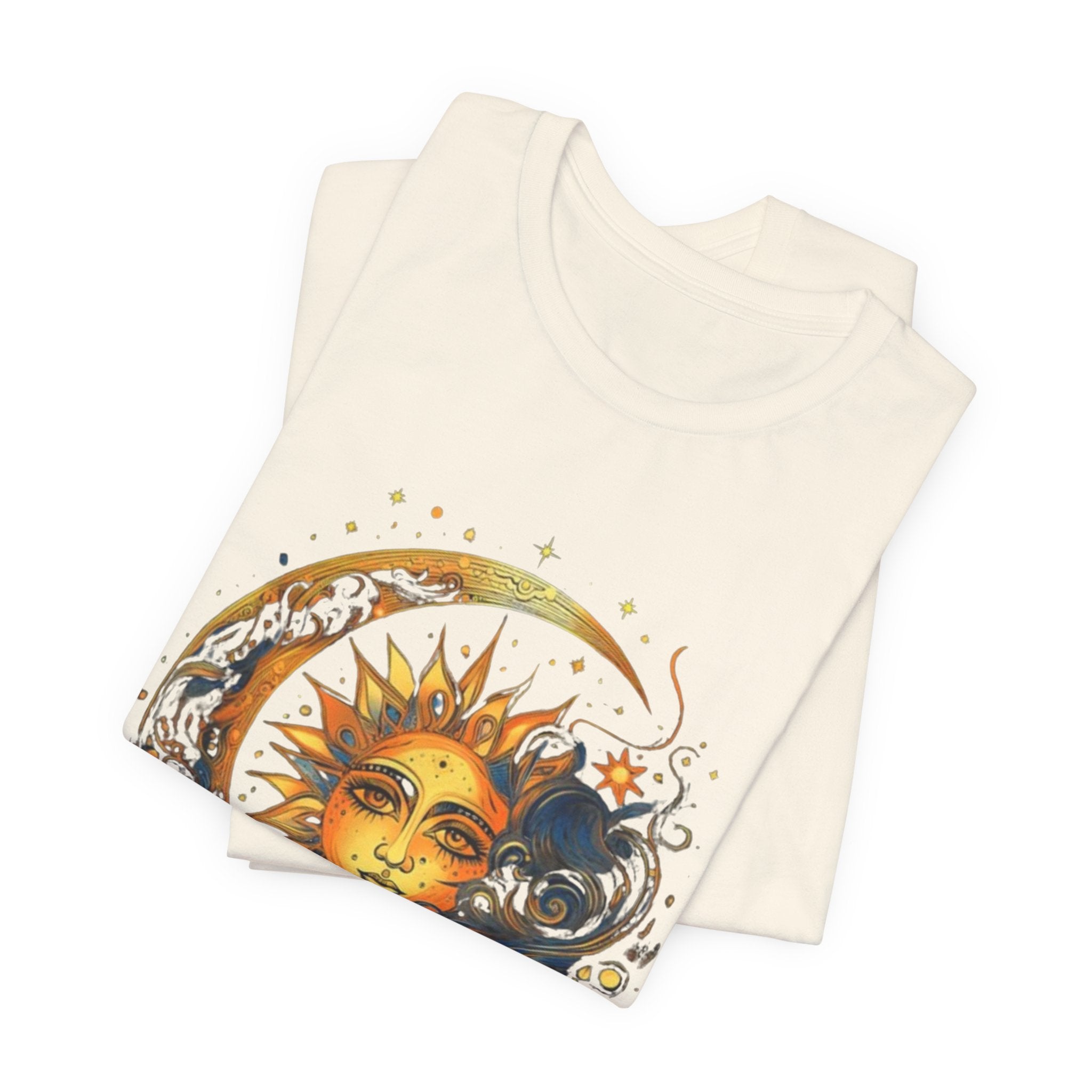 Sun and Moon Graphic Tee, Cosmic T-shirt for Astrology Lovers, Unisex Summer Tee, Celestial Art Shirt, Unique Gift Idea, Horoscope Fashion