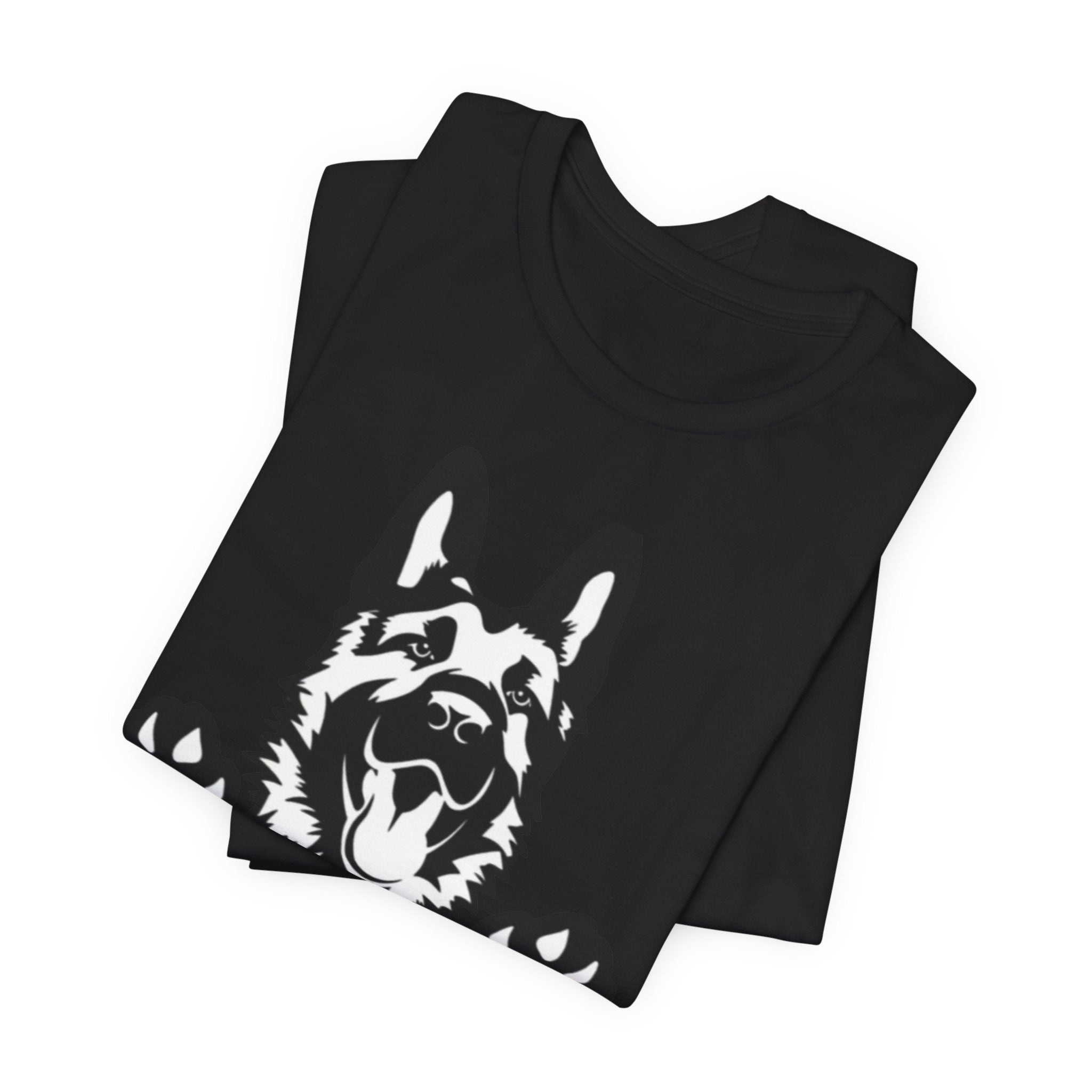 German Shepherd Peeking T-Shirt — Dog Lover Paw Print Tee
