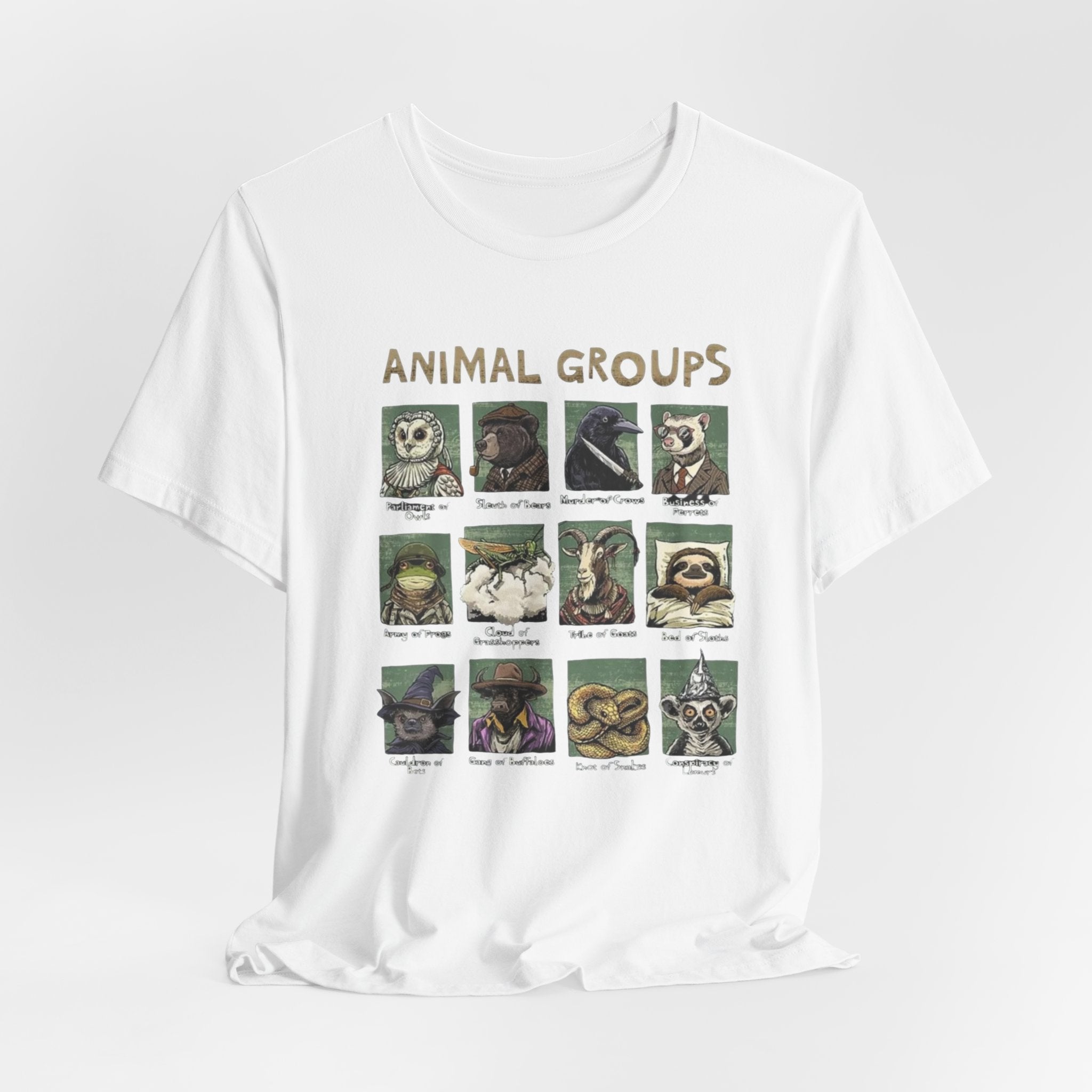 Animal Groups tee | Vintage animal illustrations grid