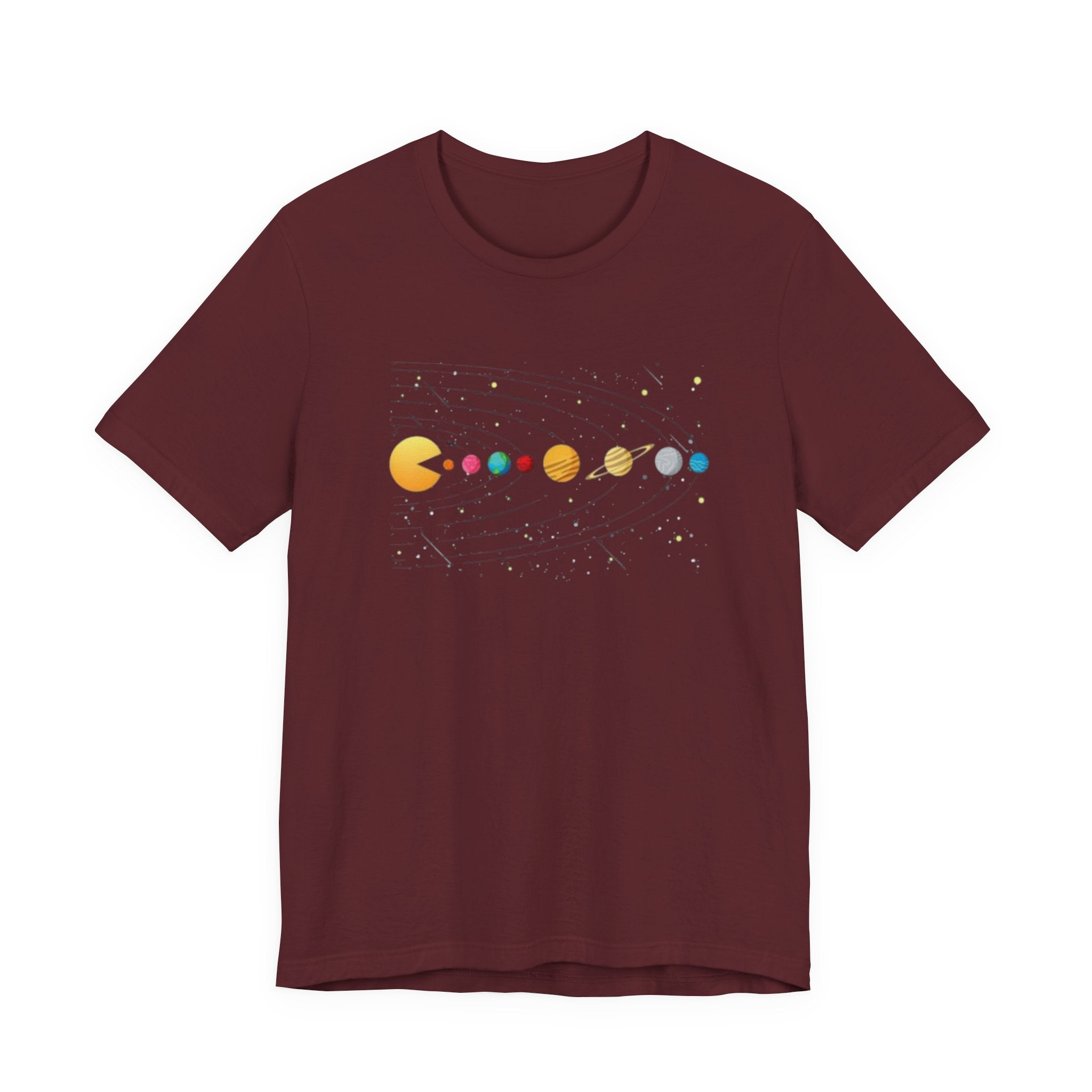 Pac-Man Solar System T-Shirt | Retro Arcade Planets Tee