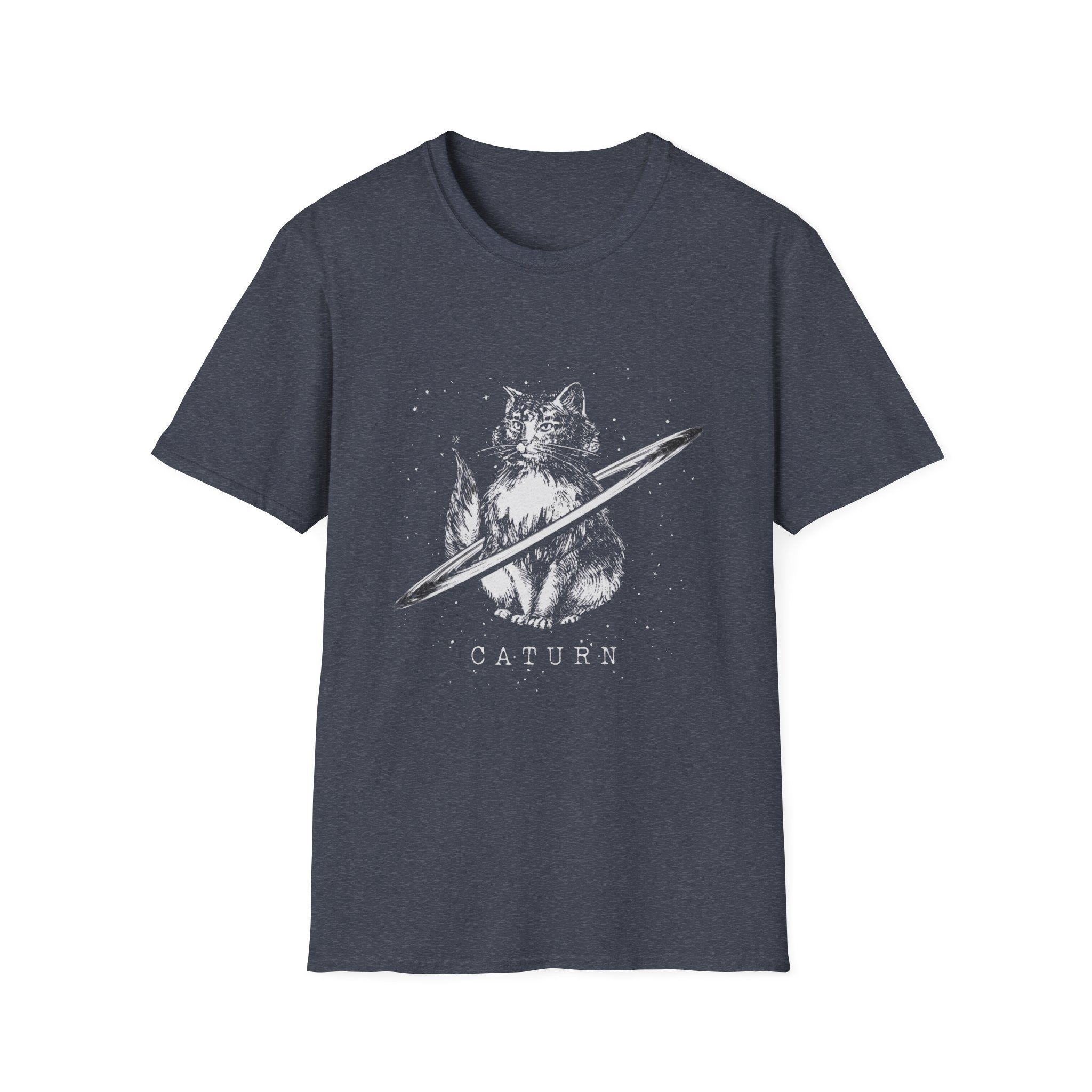 Cat Planetary Orbit Illustration T-Shirt | Minimal Space Art