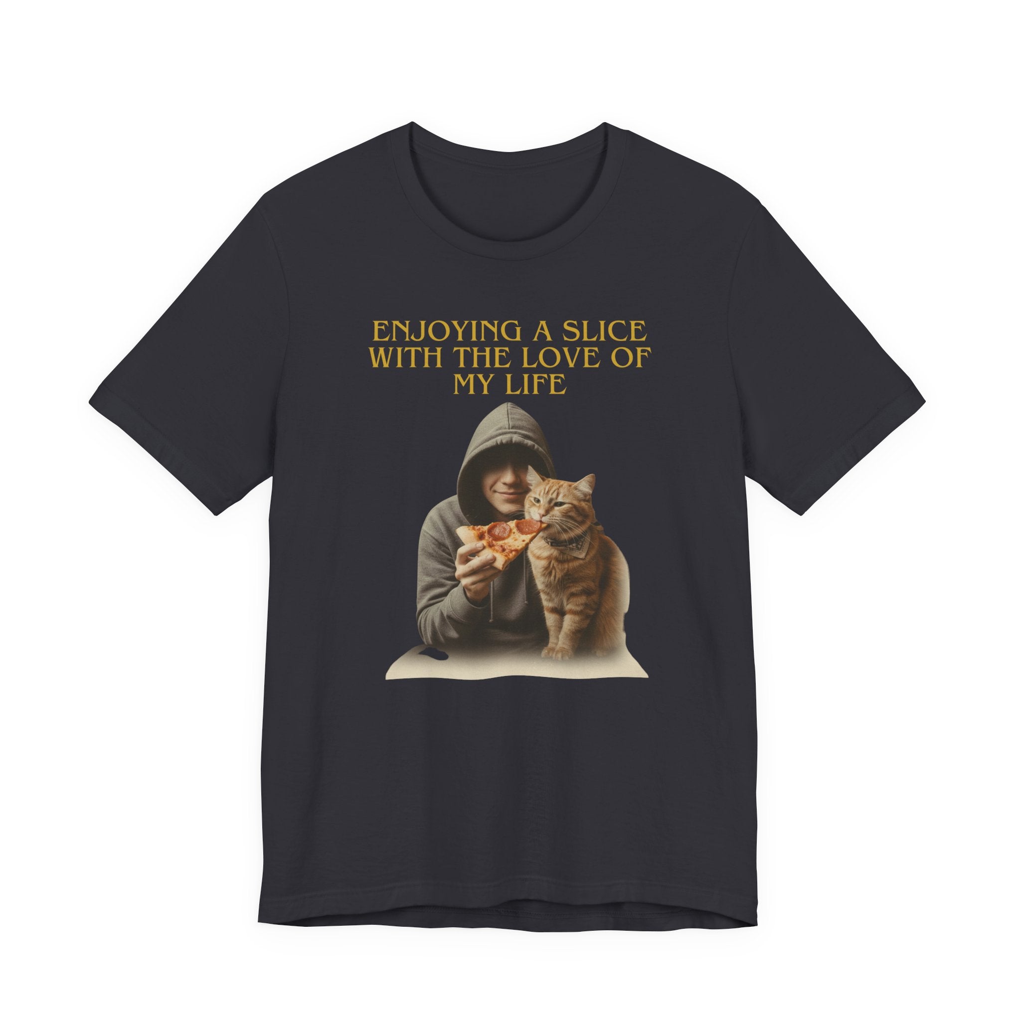 Enjoying a Slice With the Love of My Life T-Shirt | Cat Pizza Tee