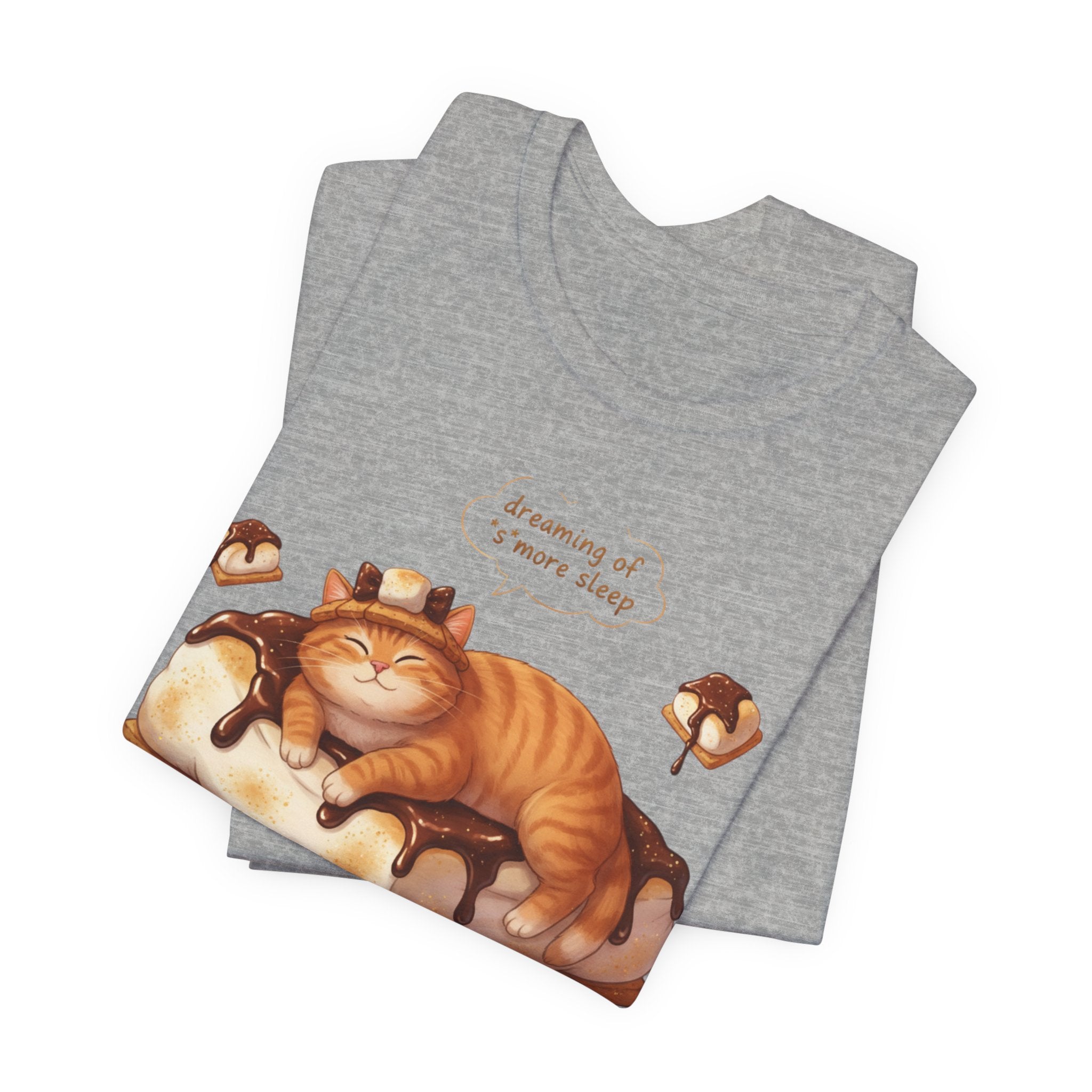 Sleeping Tabby on S'mores Tee | Cat Dessert Illustration T-Shirt