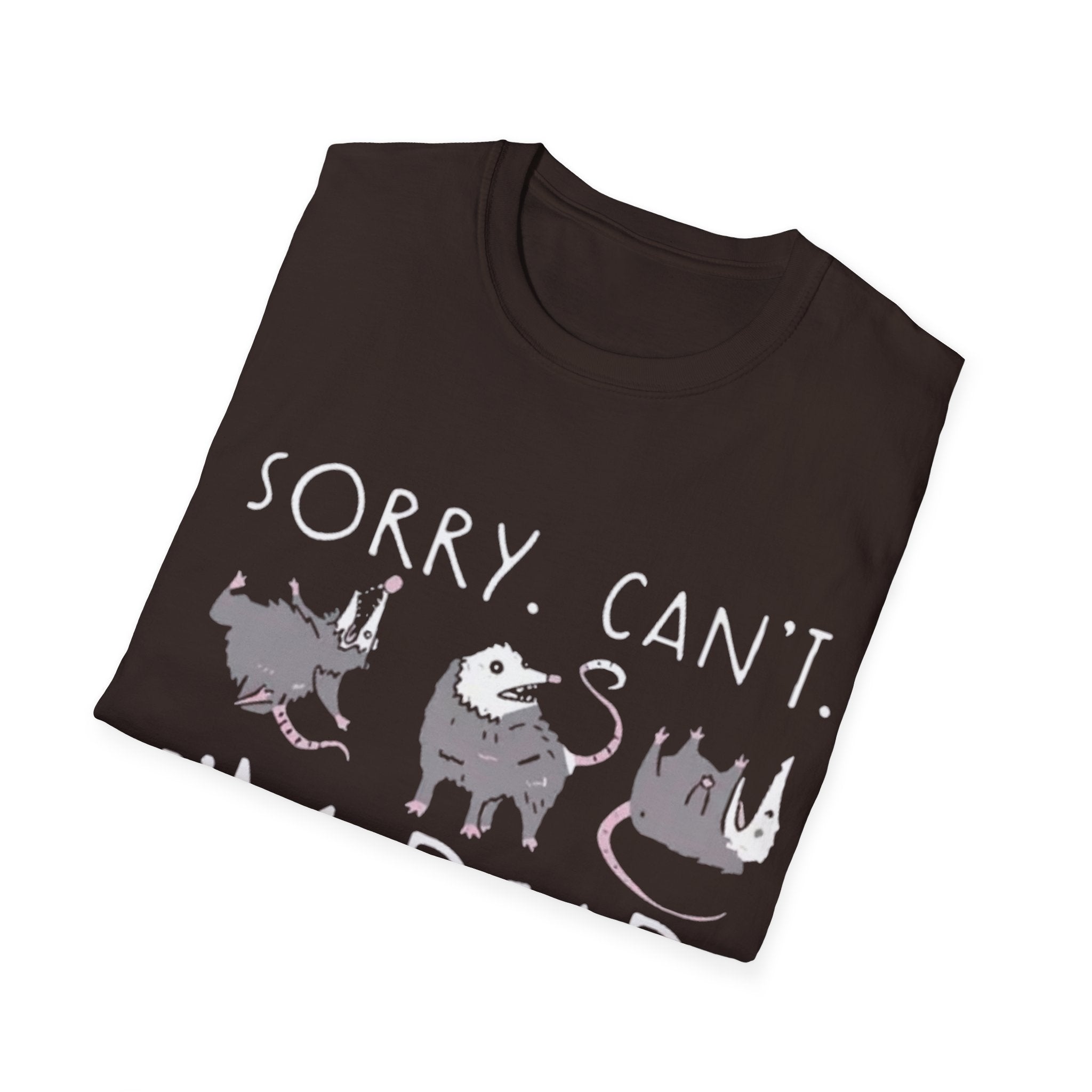 Sorry Can't I'm Dead Opossum T-Shirt | Goth Cat Illustration, Humorous Halloween Tee