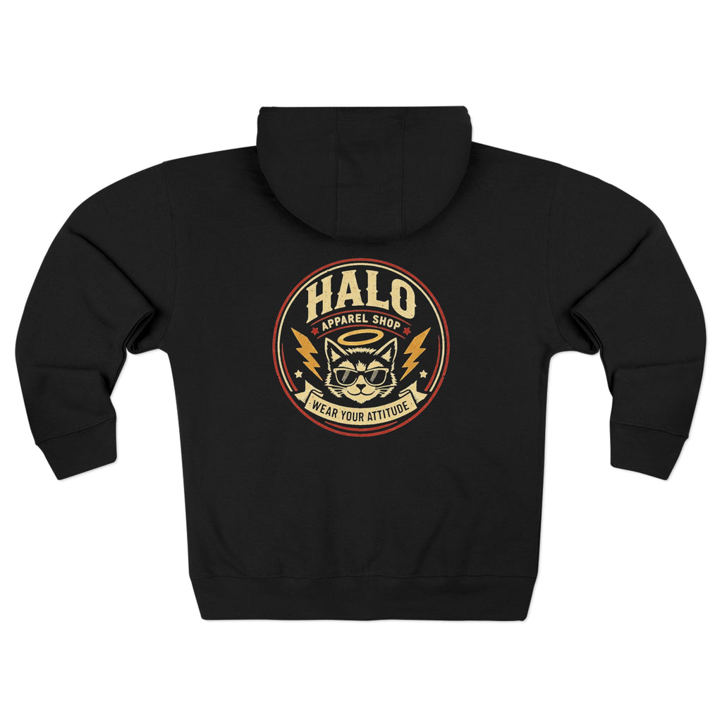 Halo Apparel Co. Vintage Cat Logo Zip Hoodie