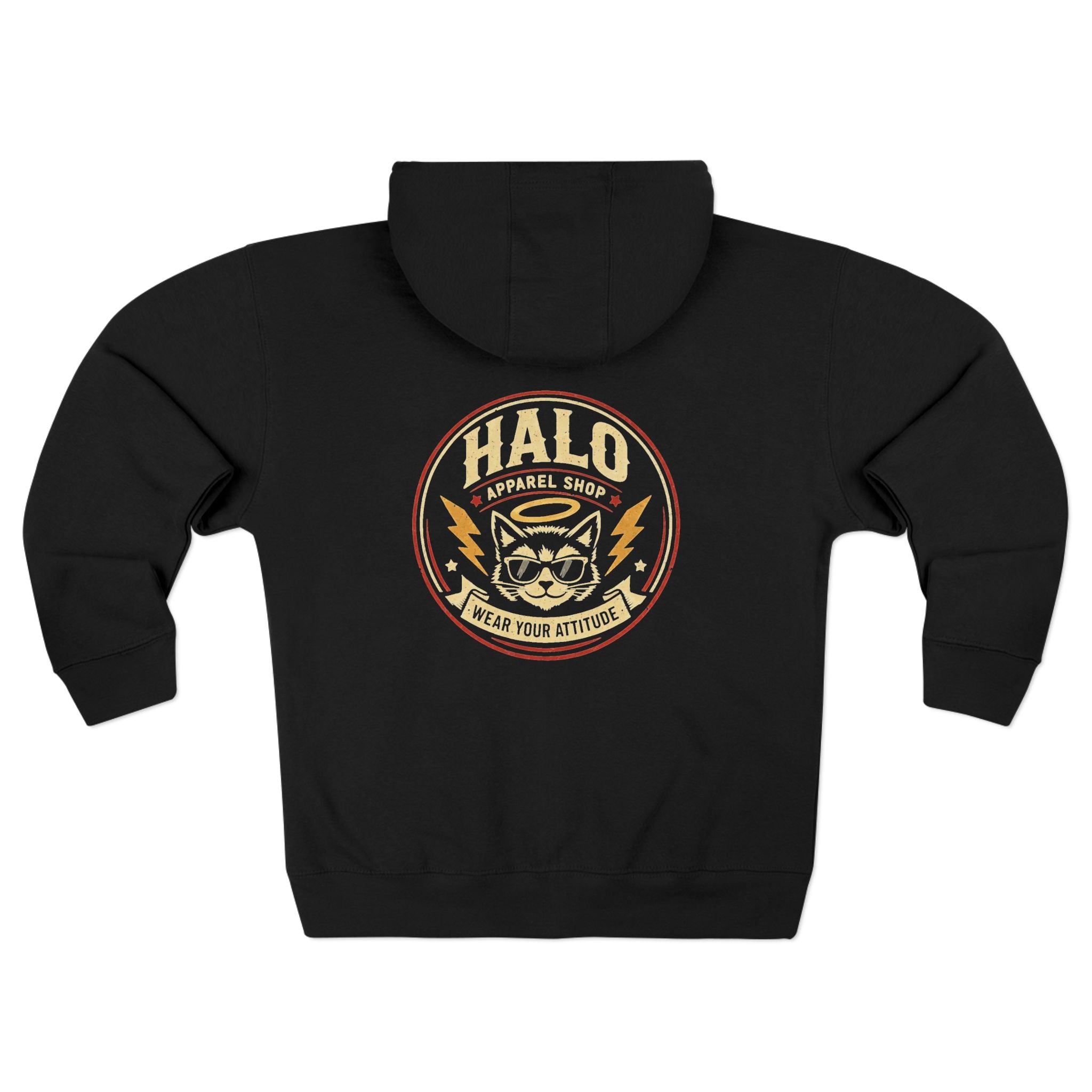 Halo Apparel Co. Vintage Cat Logo Zip Hoodie