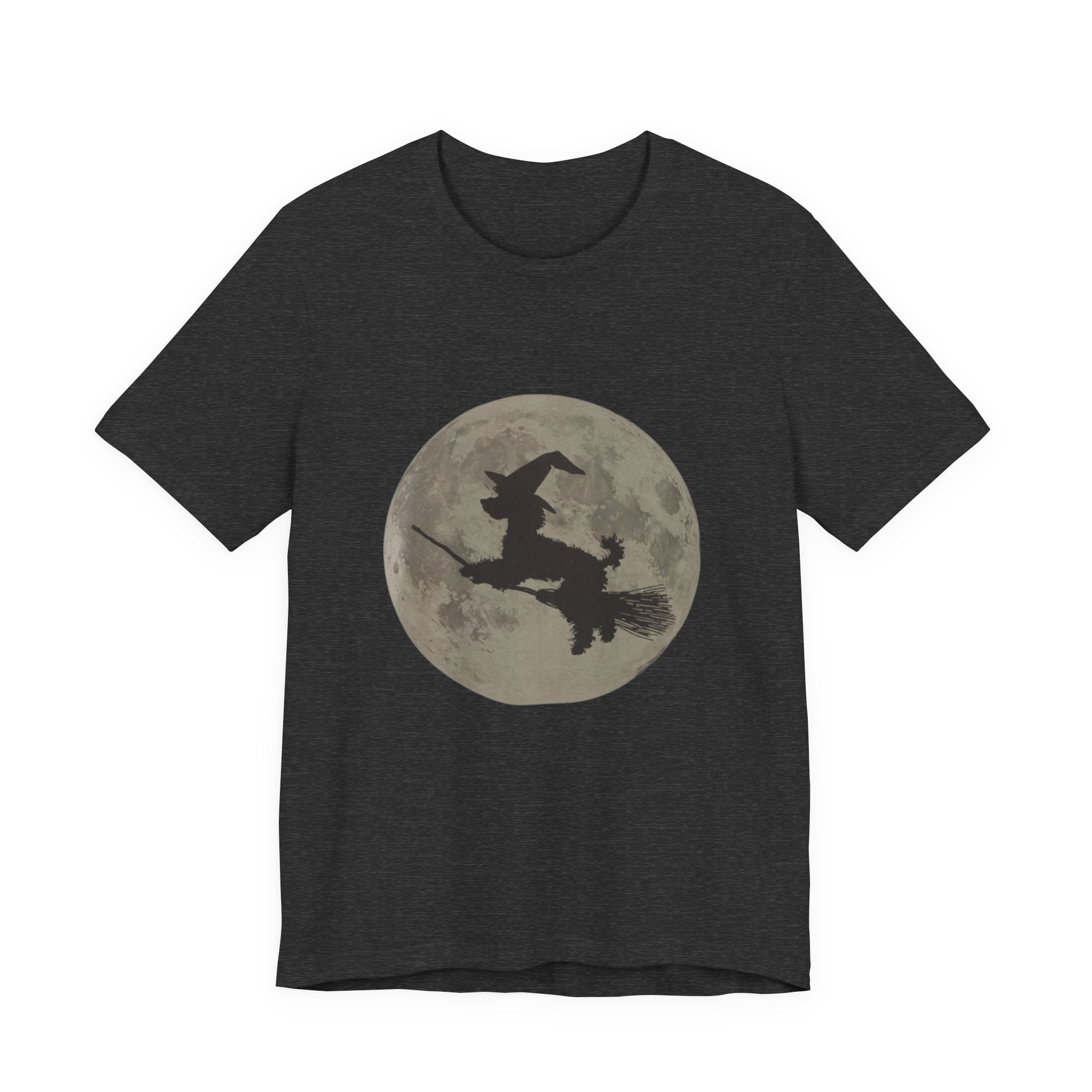 Poodle tee, Witchy Moon Graphic Tee, Spooky Halloween Shirt, Unisex Tee for Fall, Witch Costume Top, Magical Gift for Her