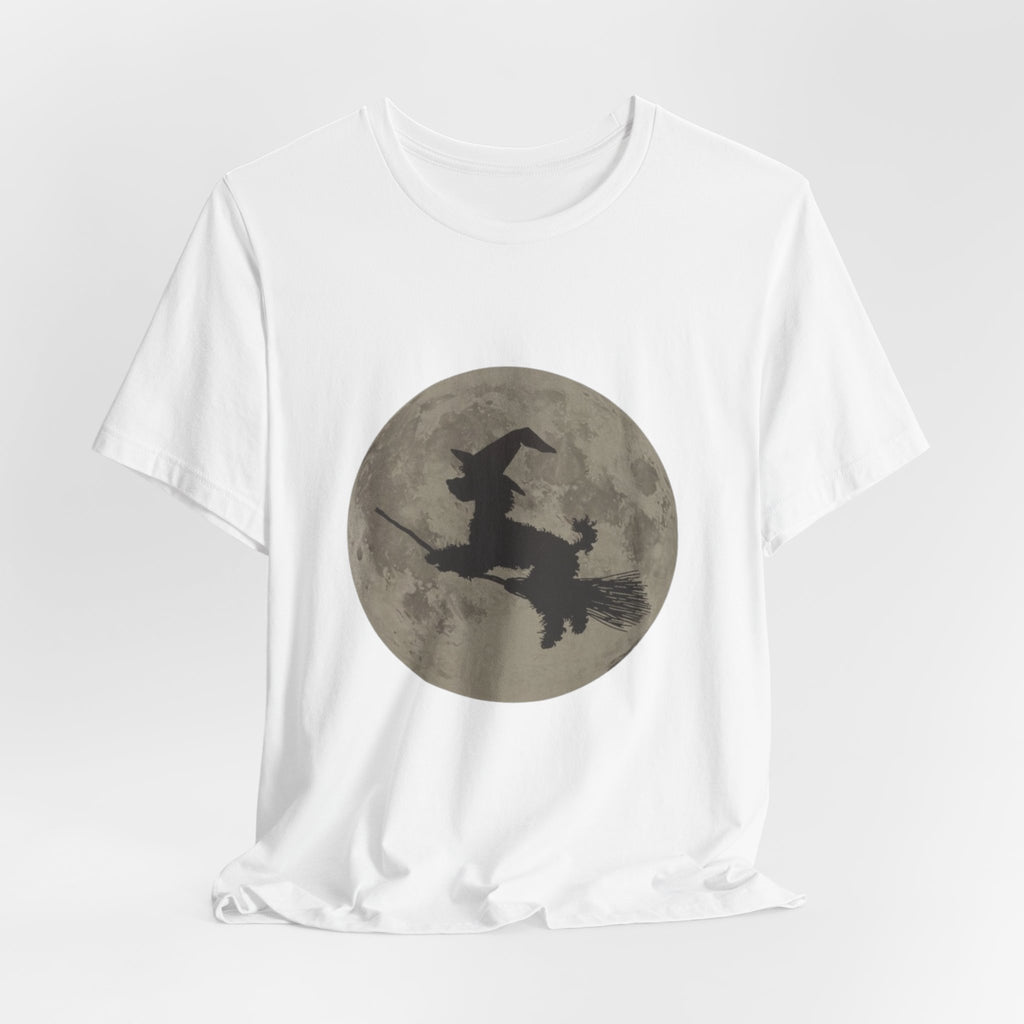 Poodle tee, Witchy Moon Graphic Tee, Spooky Halloween Shirt, Unisex Tee for Fall, Witch Costume Top, Magical Gift for Her