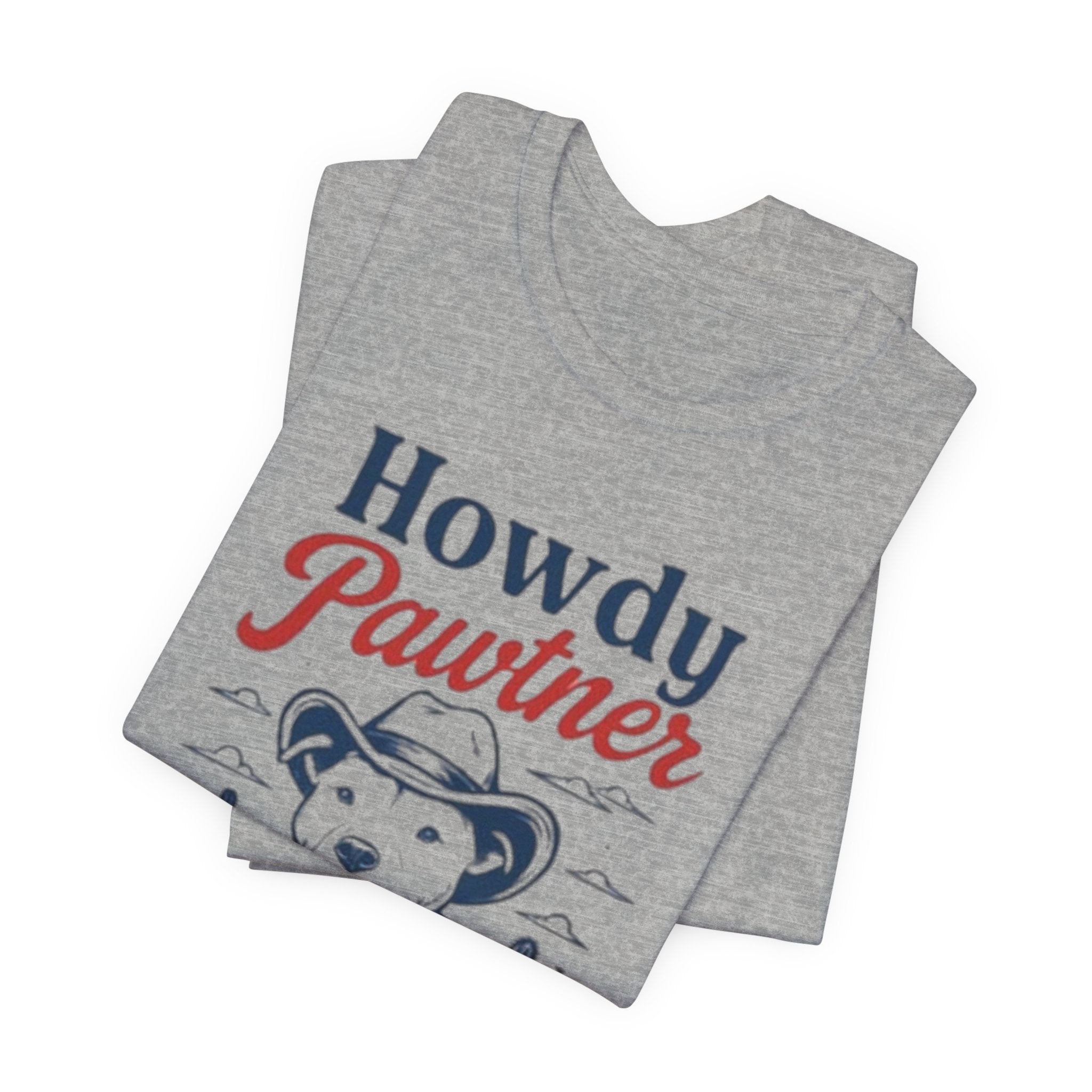 Howdy Pawtner Dog Cowboy Tee | Pit bull tee,Western Cactus Puppy Illustration