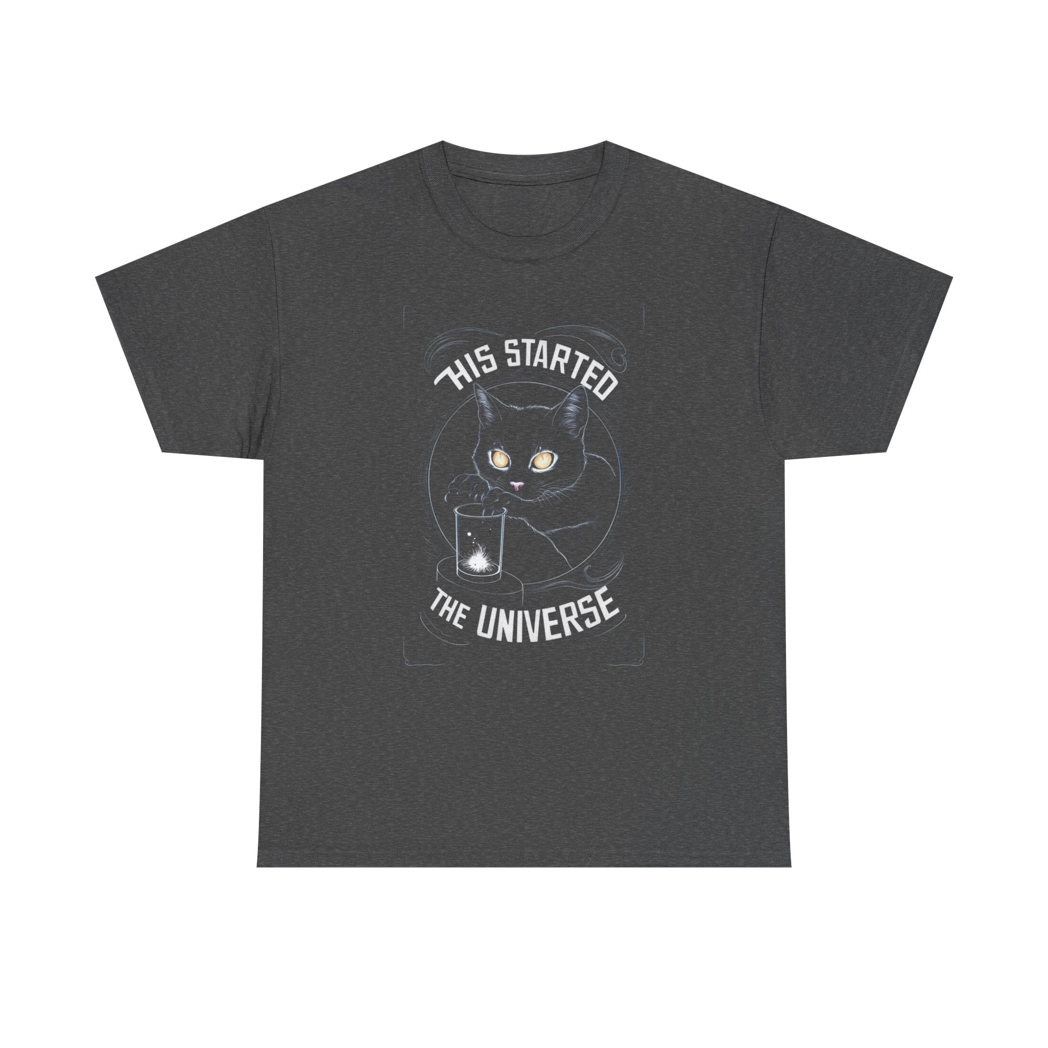 Cosmic Cat Unisex Heavy Cotton Tee - Stylish and Fun, Perfect for Cat Lovers, Gifts, Casual Wear, Science & Space Theme, Birthday, Halloween