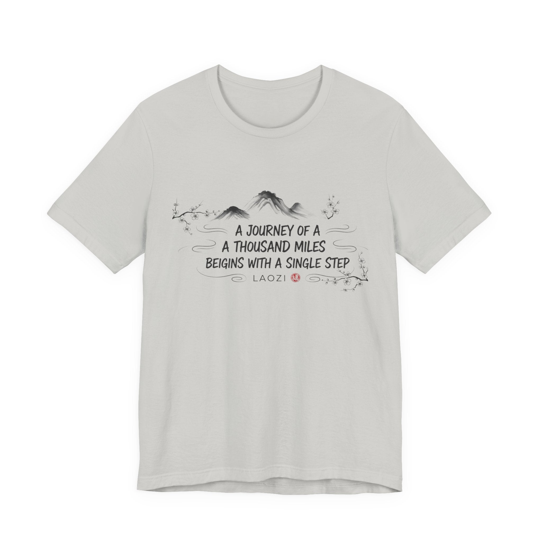 A Journey of a Thousand Miles tee | Mountain Quote Shirt, Minimal Zen Design