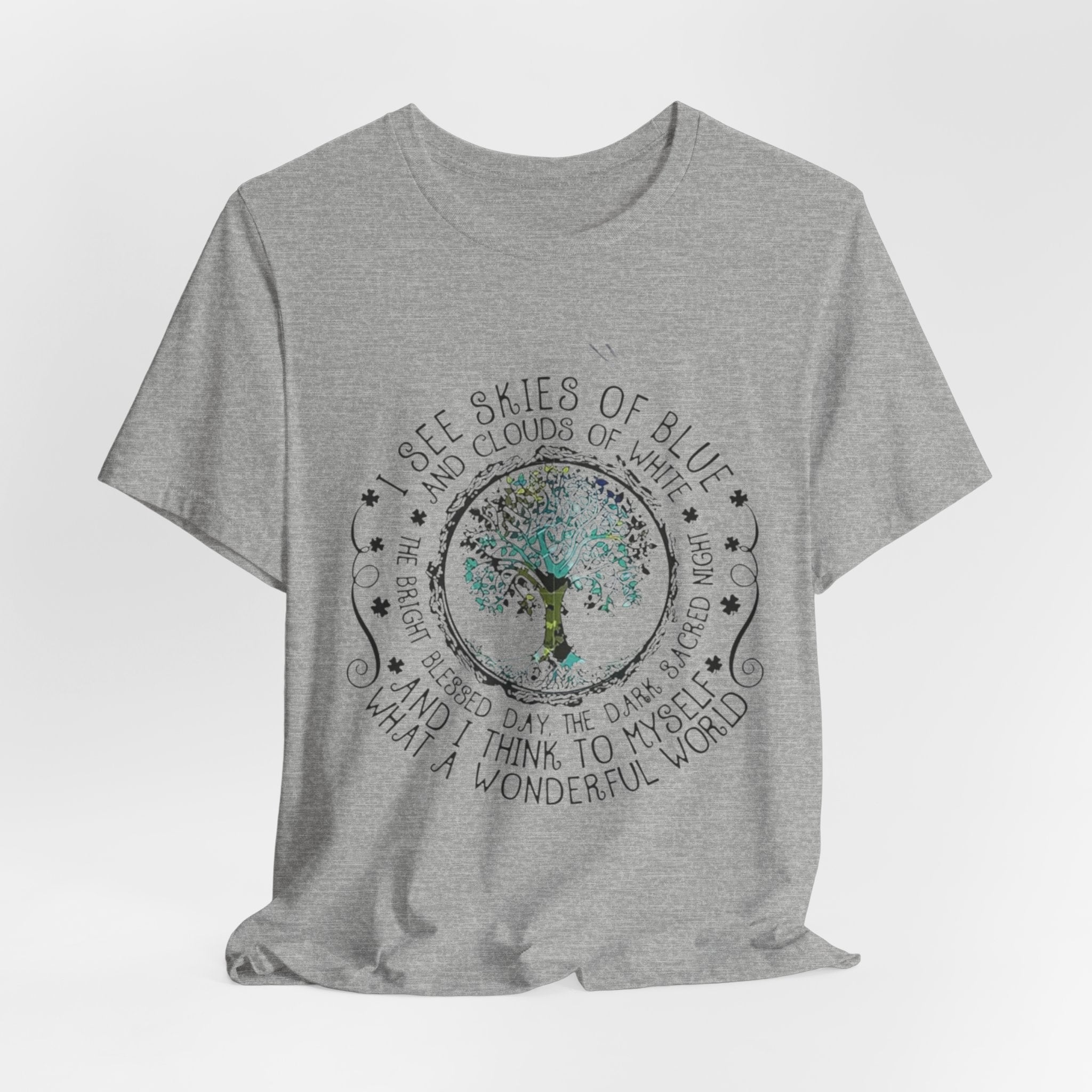 Vintage Inspirational Tee, Unisex Jersey T-Shirt, Nature Lover Gift, Skies of Blue Design, Positive Quote Shirt, Eco-Friendly Apparel