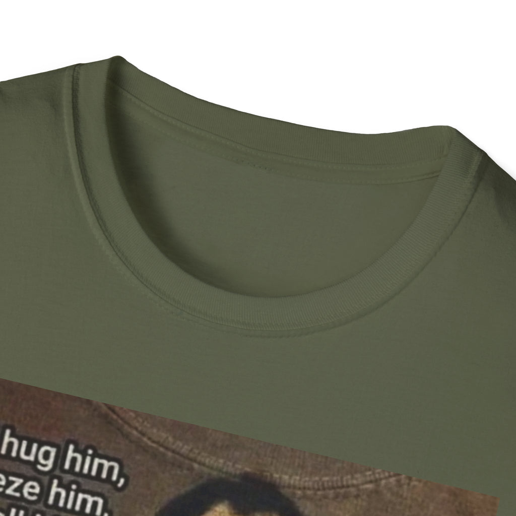 Funny Cat Meme T-Shirt — "I will hug him... The fuck you will" Vintage Portrait Cat Tee