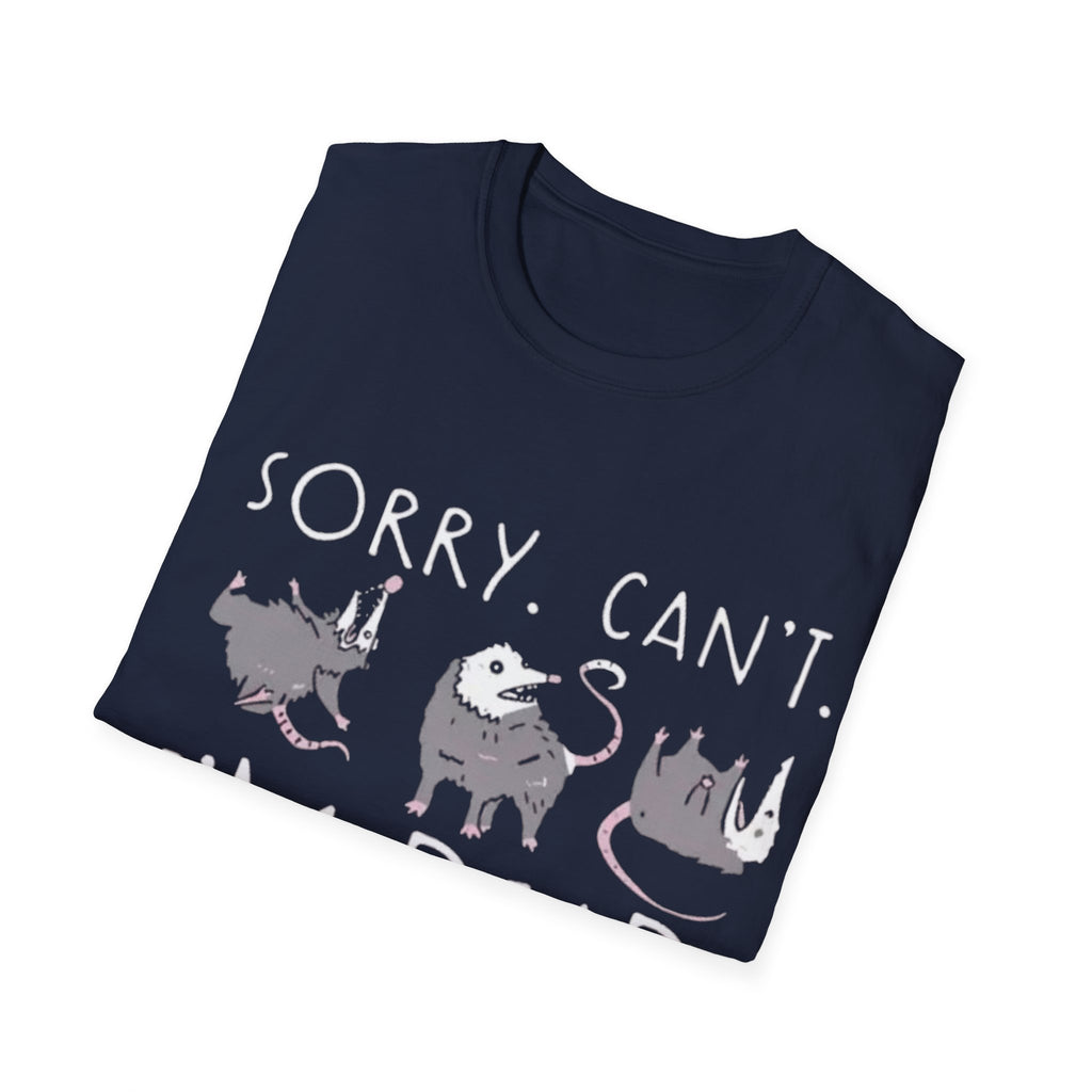 Sorry Can't I'm Dead Opossum T-Shirt | Goth Cat Illustration, Humorous Halloween Tee