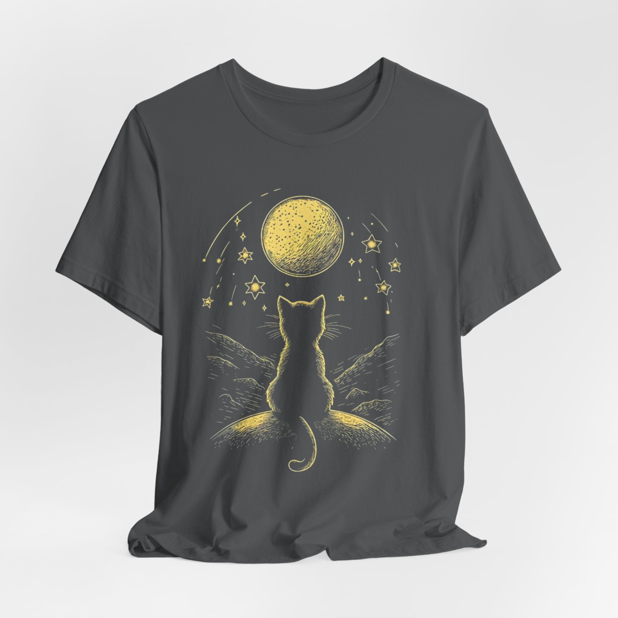 Cat Silhouette Moonlight T-Shirt | Night Sky Stars