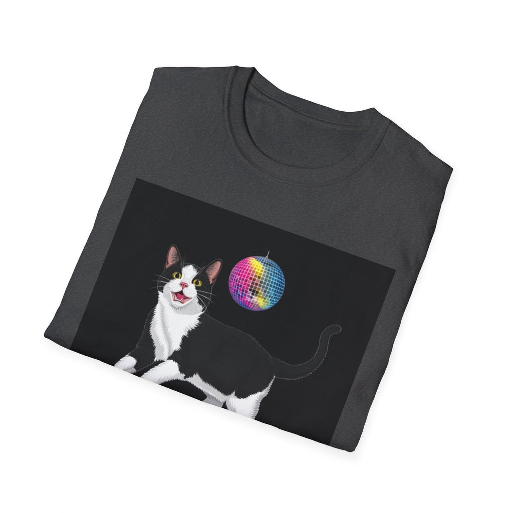 Skater Cat tee,I Am Wonder Mike Cat T-Shirt | Disco Dance Floor, Retro Rainbow Moon