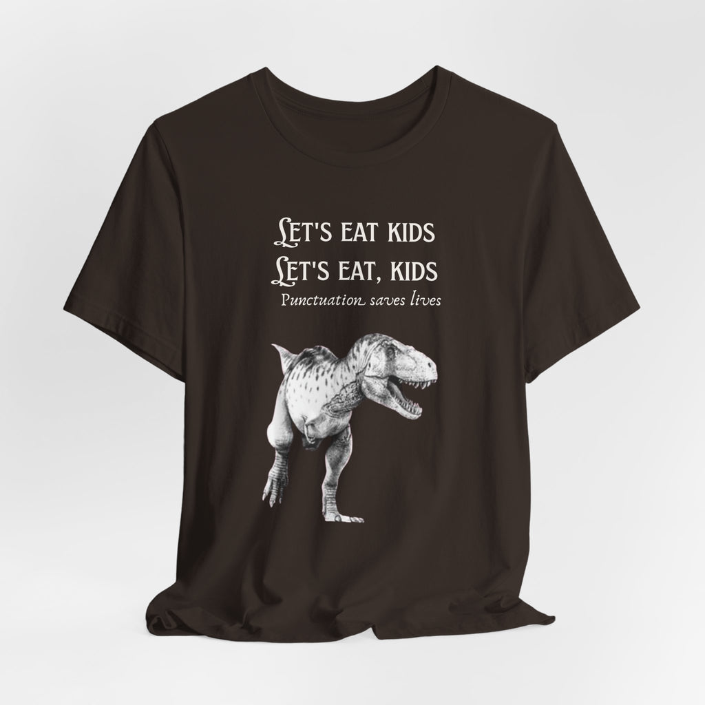 Let's Eat Kids T-Shirt | Tyrannosaurus Rex Grammar Joke Tee, English Teacher shirt
