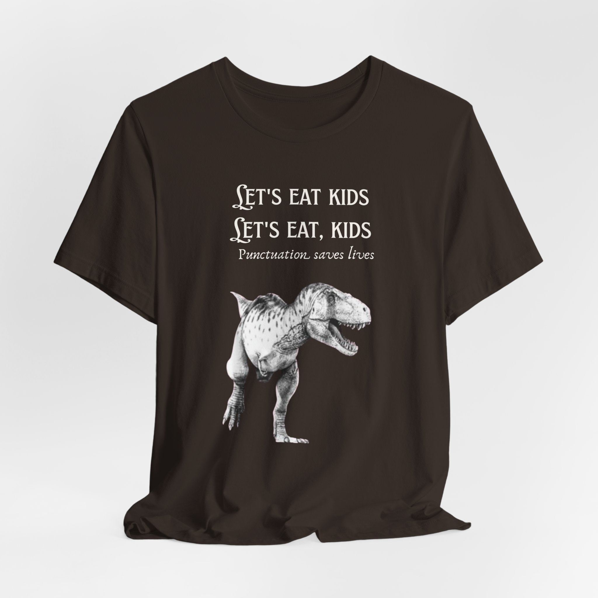 Let's Eat Kids T-Shirt | Tyrannosaurus Rex Grammar Joke Tee, English Teacher shirt