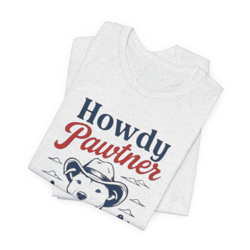 Howdy Pawtner Dog Cowboy Tee | Pit bull tee,Western Cactus Puppy Illustration