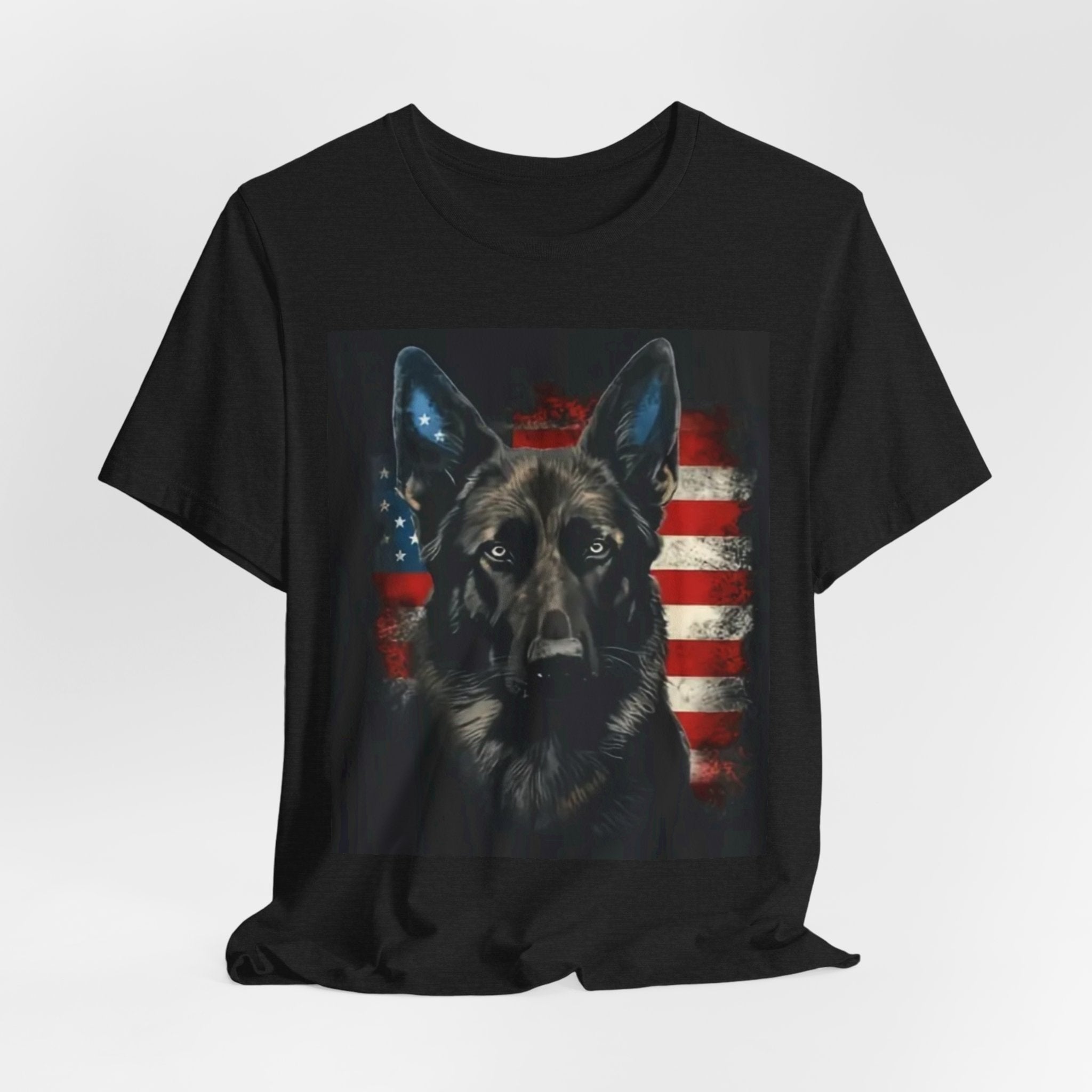 German Shepherd Patriotic T-Shirt — Belgian Malinios Tee, American Flag Dog Tee