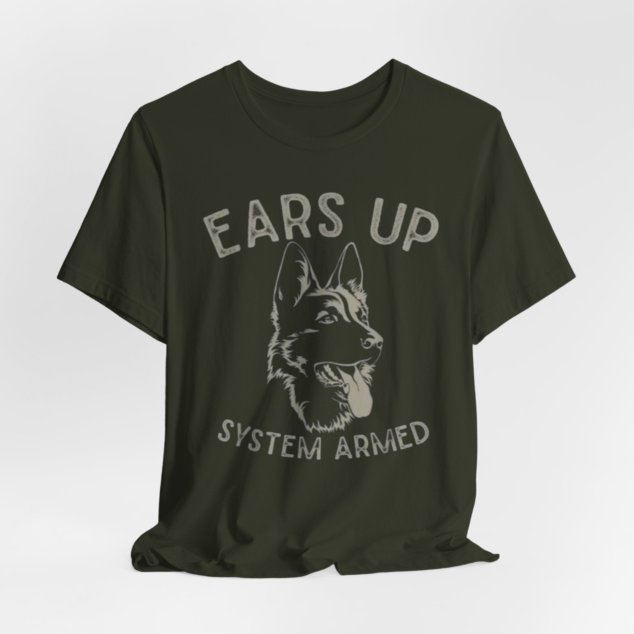 German Shepherd  Ears Up K9 Graphic Tee — "System Armed" German Shepherd Dog Shirt