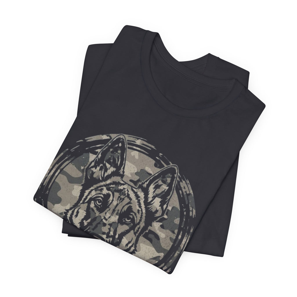 Belgian Malinios Graphic Tee – Camo Circle German Shepherd T‑Shirt