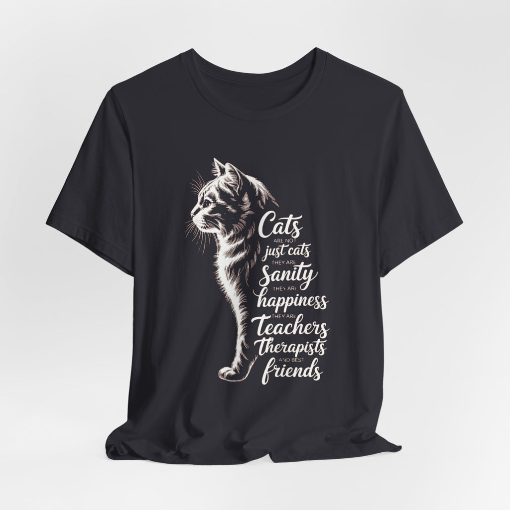 Cat Illustration Unisex Tee, Positive Vibes Motivational Tshirt, Cat Lover Shirt, Graphic Tee Gift, Inspirational Animal Tee