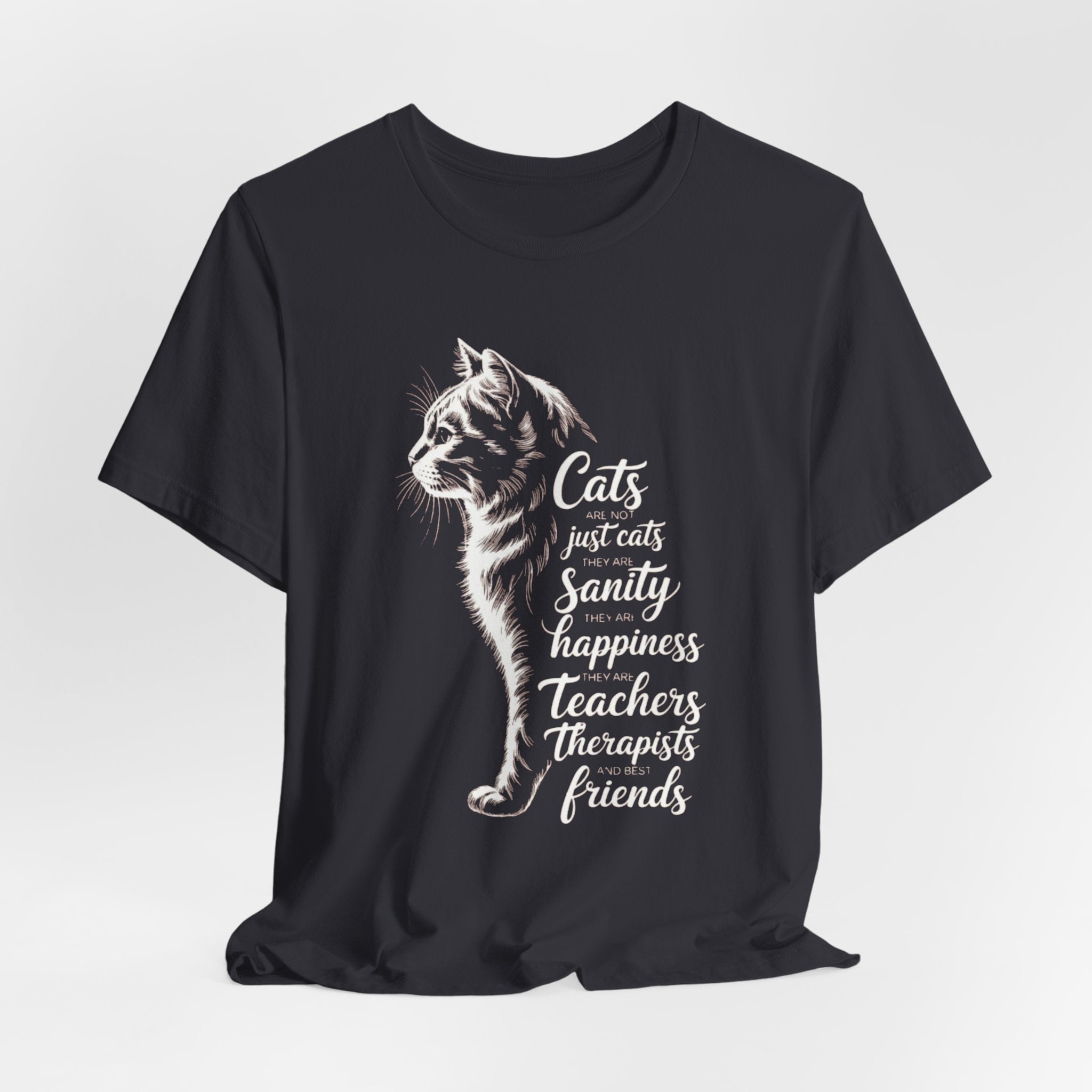 Cat Illustration Unisex Tee, Positive Vibes Motivational Tshirt, Cat Lover Shirt, Graphic Tee Gift, Inspirational Animal Tee