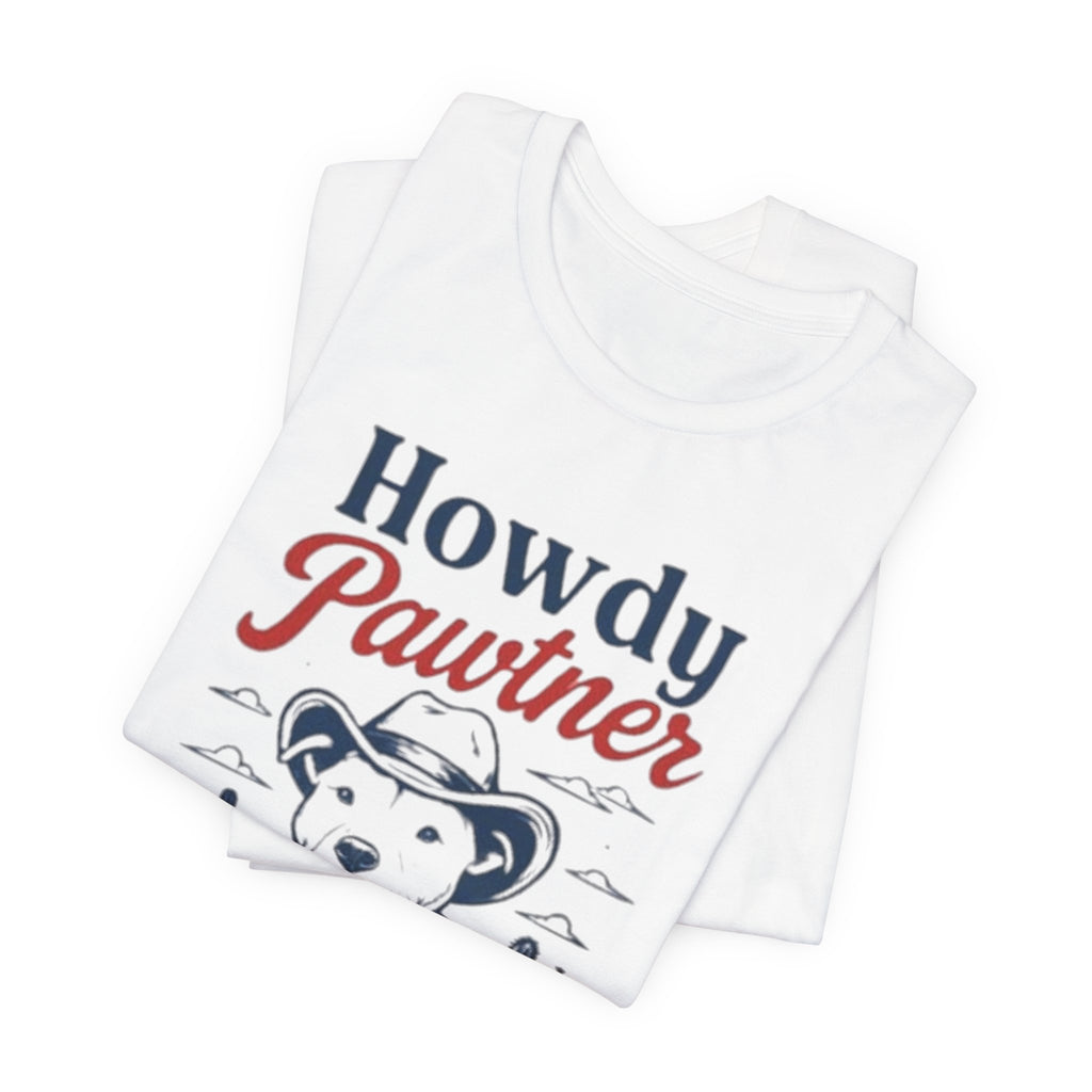 Howdy Pawtner Dog Cowboy Tee | Pit bull tee,Western Cactus Puppy Illustration