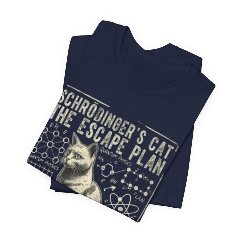 Schrödinger's Cat Escape Plan Tee | Physics Cat Diagram Shirt