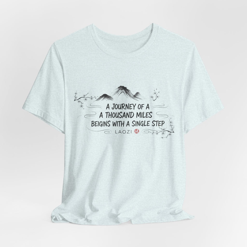 A Journey of a Thousand Miles tee | Mountain Quote Shirt, Minimal Zen Design