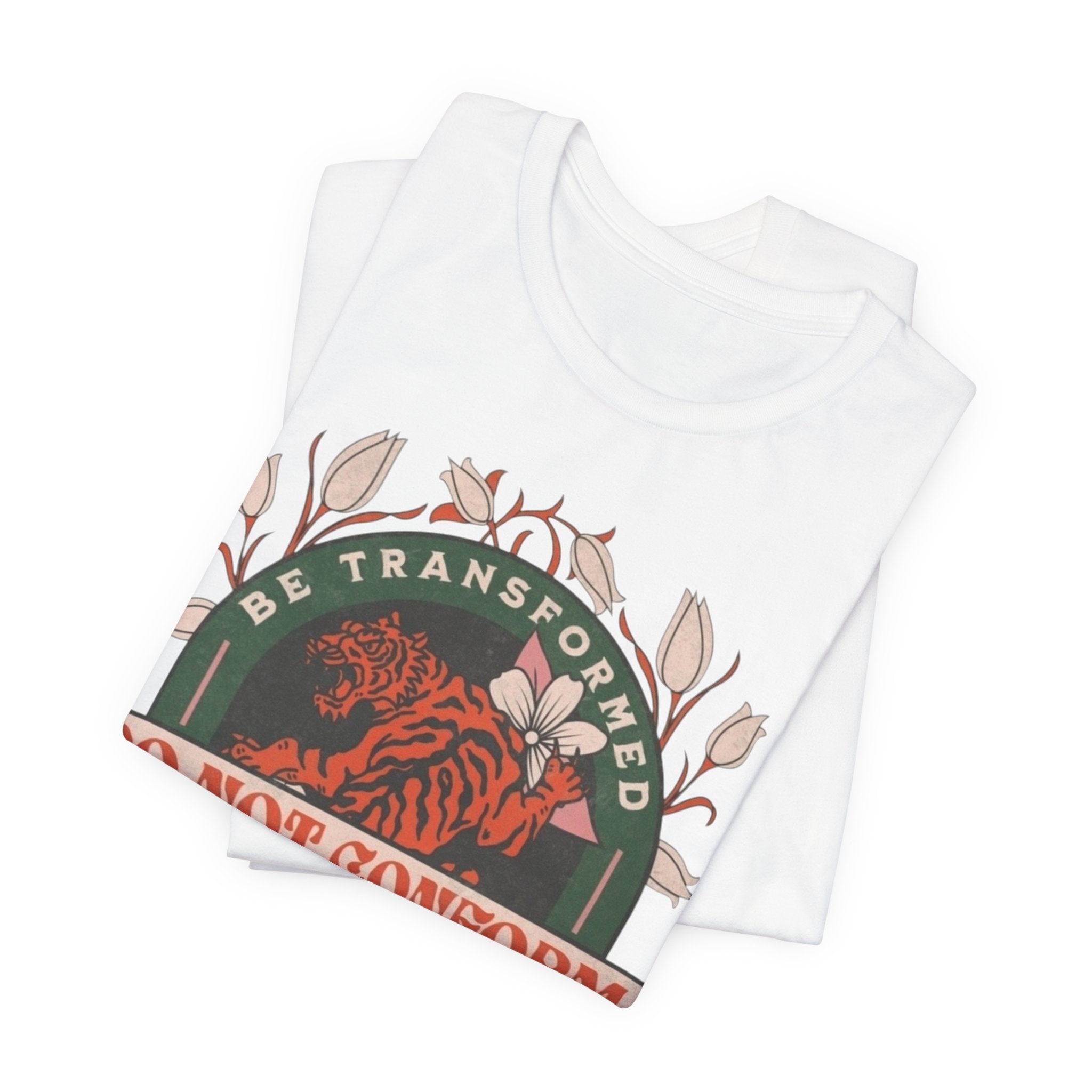 Do Not Conform Christian Floral Tiger Tee | Romans 12:2 Bible Verse