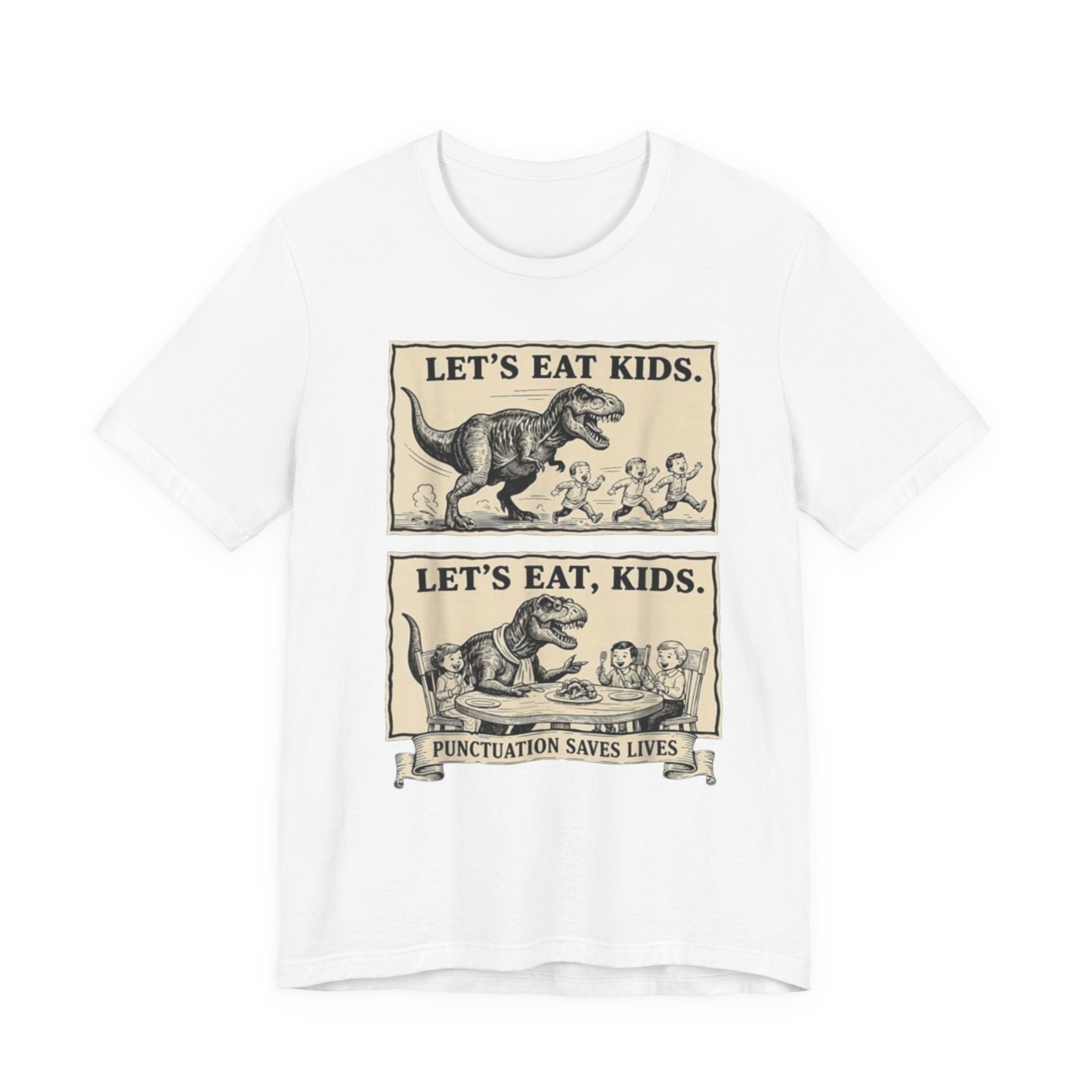 Punctuation Saves Lives comic panel Tee | Let's eat kids, Let's eat, kids design, English Teacher shirt