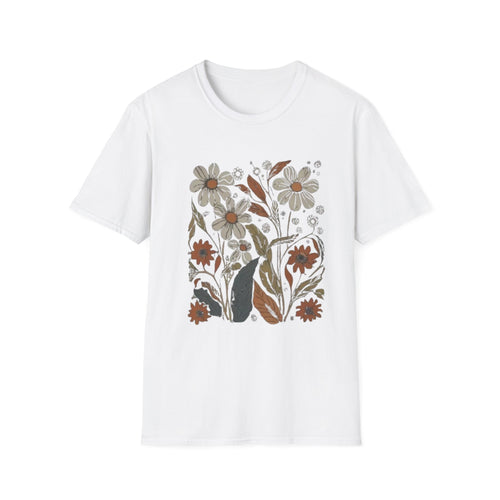Botanical T-Shirt, Floral Tee, Lover Tee, Gift for Cat Owners, Nature-Inspired Apparel, Cute Animal Shirt, Casual Wardrobe Essential