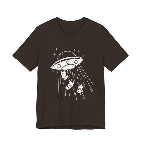 Alien cat abduction tee, Celestial Hand Line Art Tee | Minimal Mystic Illustration, White T-Shirt